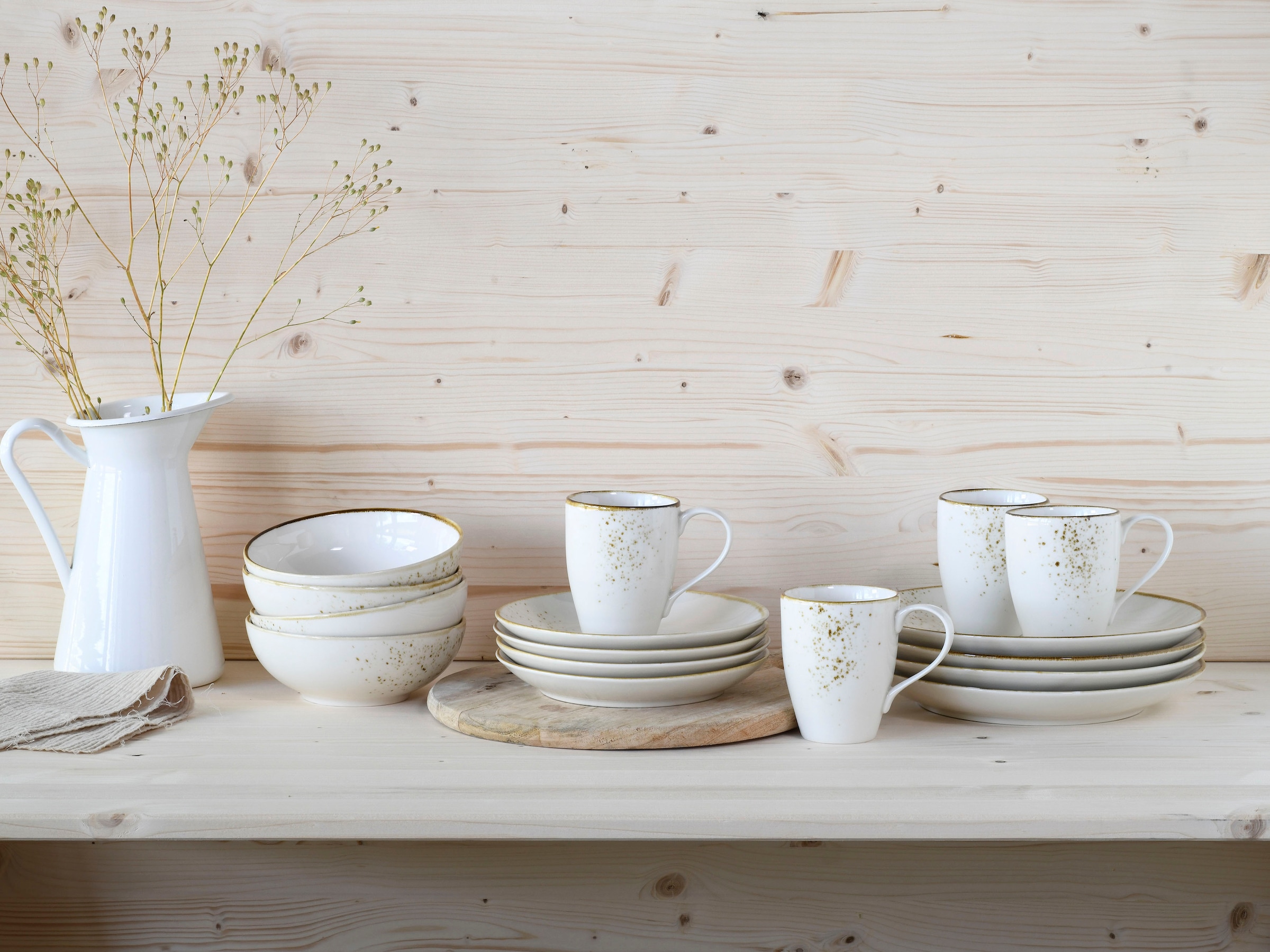 CreaTable Kombiservice »Nature Collection«, (Set, 16 tlg.), Reaktivglasur, jedes Stück ein Unikat