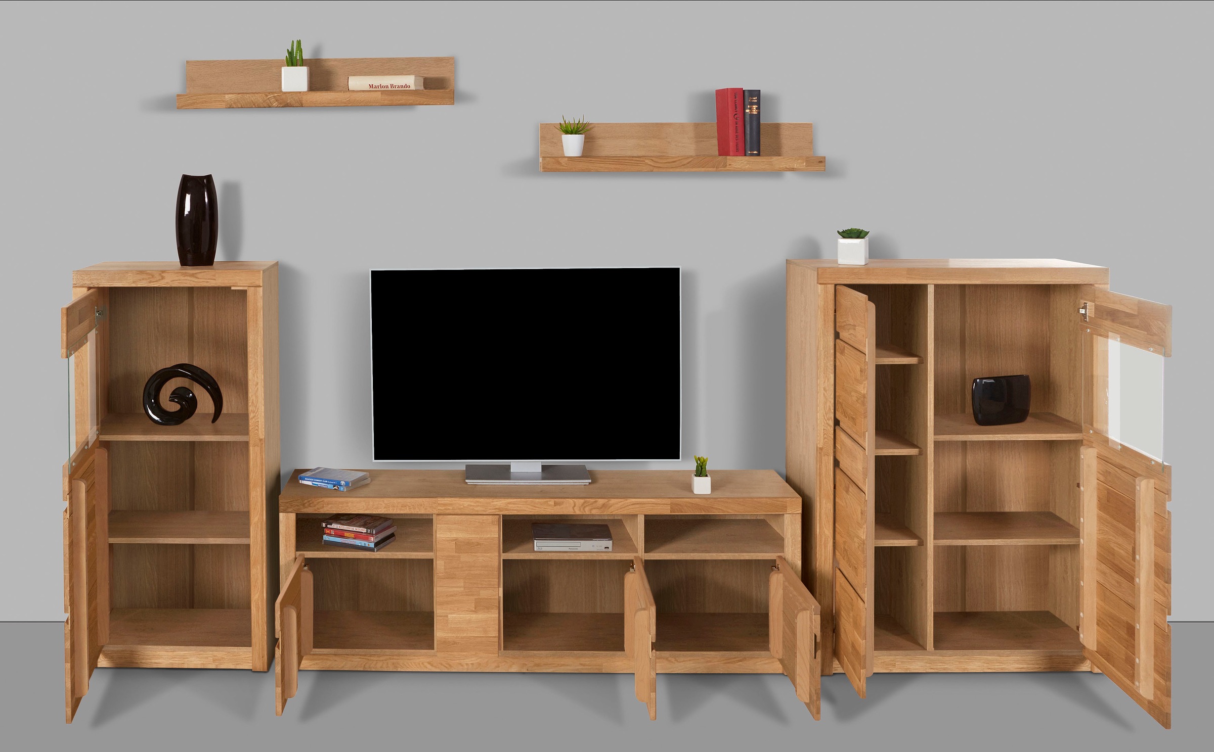 Home affaire Wohnwand "Silkeborg" Set, 5 Stk. tlg. teilmassiv mit schöner g günstig online kaufen