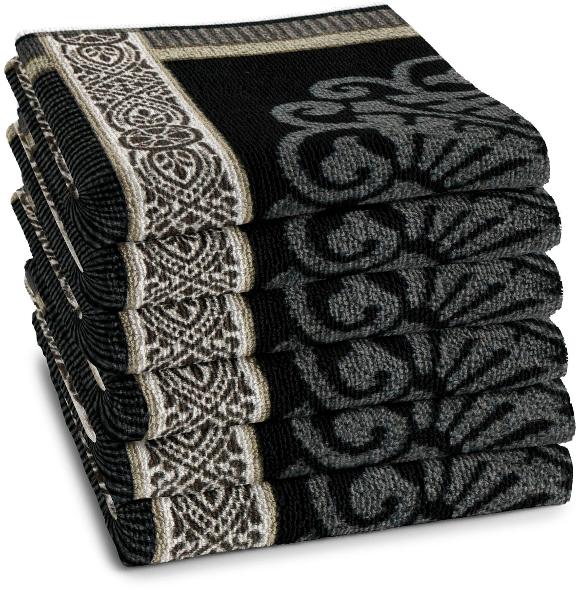 Geschirrtuch DDDDD, B:50cm L:55cmgrau, 100% Baumwolle, Geschirrtücher, "DDDDD Küchentuch Rozet 50 x 55 cm, Grau (6er-Pack)", schnell trocknend, 100%