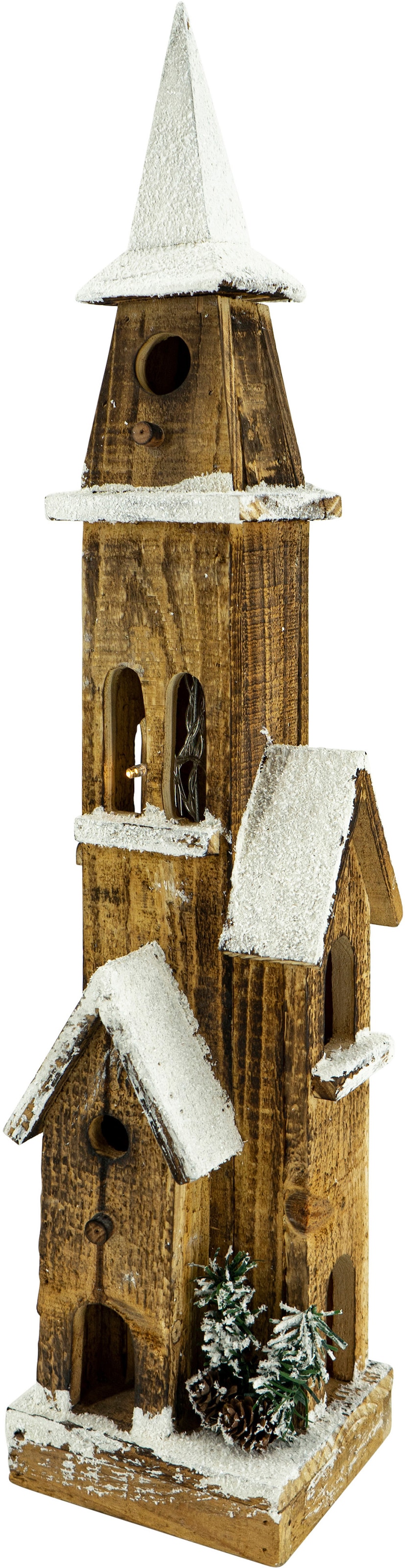 NOOR LIVING Weihnachtshaus »Weihnachtsdeko«, aus Naturholz gefertigt, Höhe 63 cm