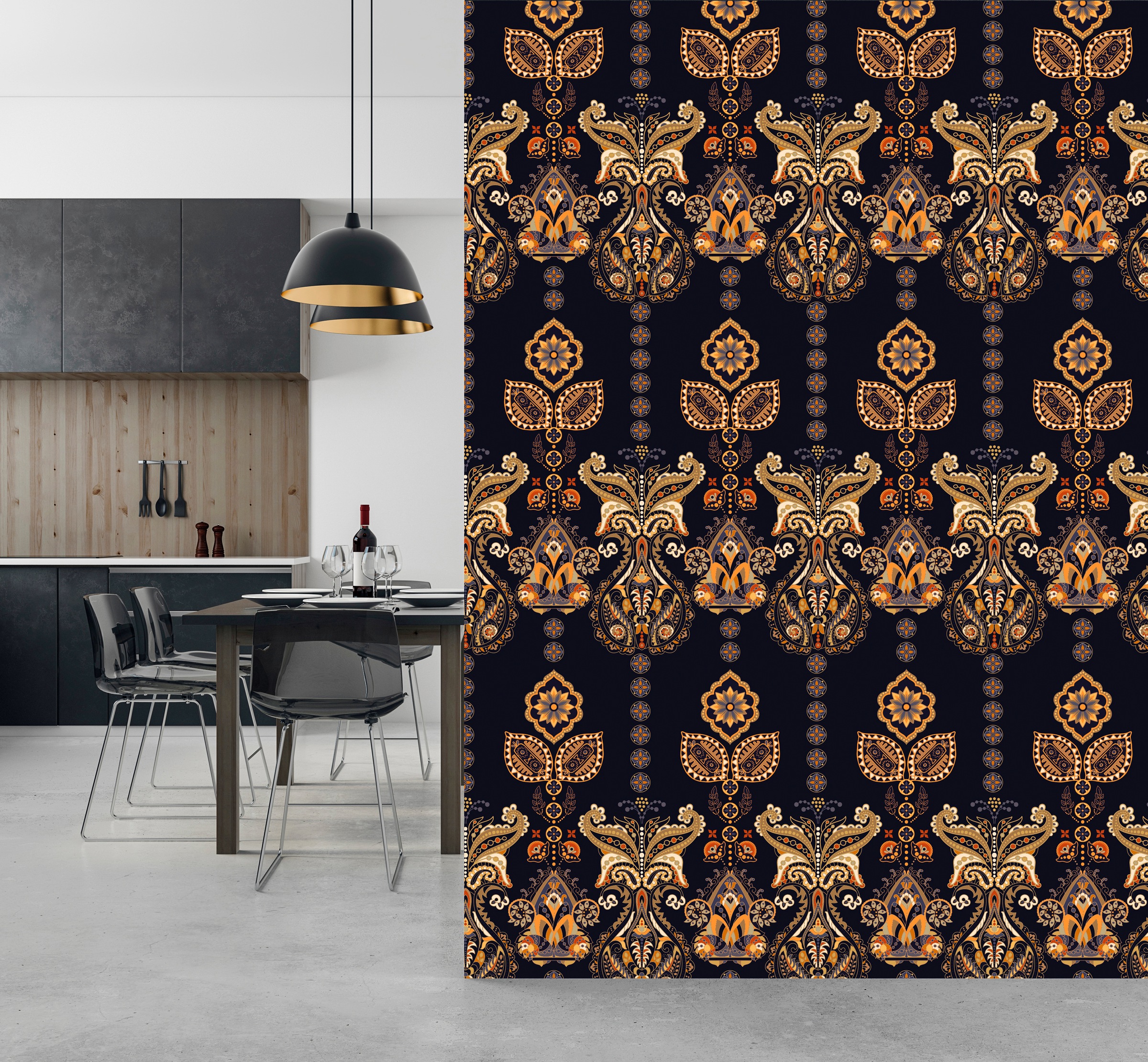 queence Vinyltapete »Feline«, bedruckt-Barock-Antikoptik-Kunst, 90x250cm, selbstklebend, kinderleichte Anbringung, Sticker