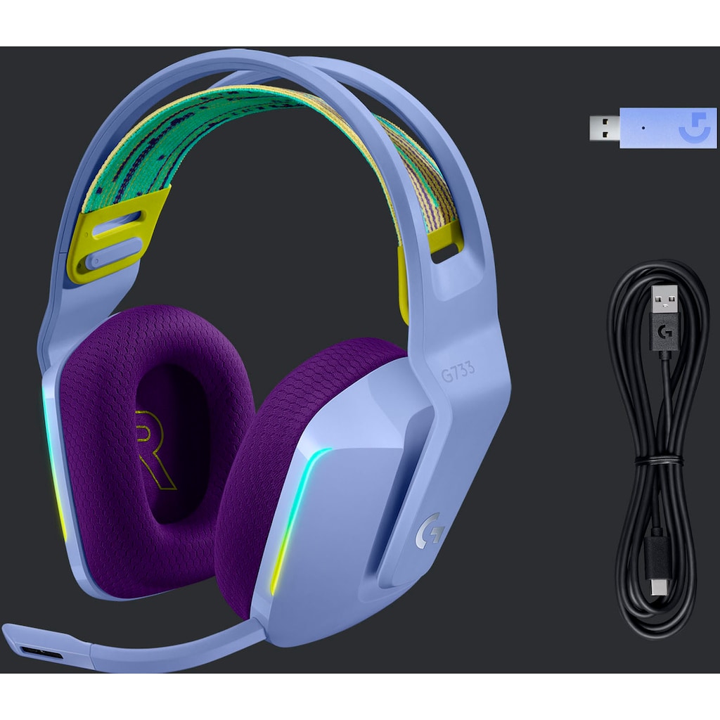 Logitech G Gaming-Headset »G733 LIGHTSPEED Wireless RGB«, WLAN (WiFi), Mikrofon abnehmbar