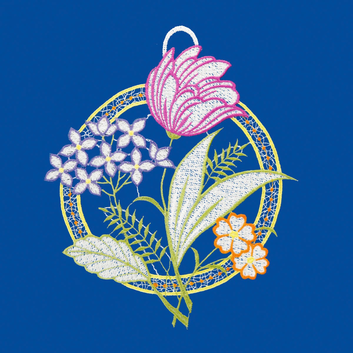 W. Reuter & Sohn - Plauener Spitze Fensterbild "Fensterbild "Kreis mit Tulp günstig online kaufen