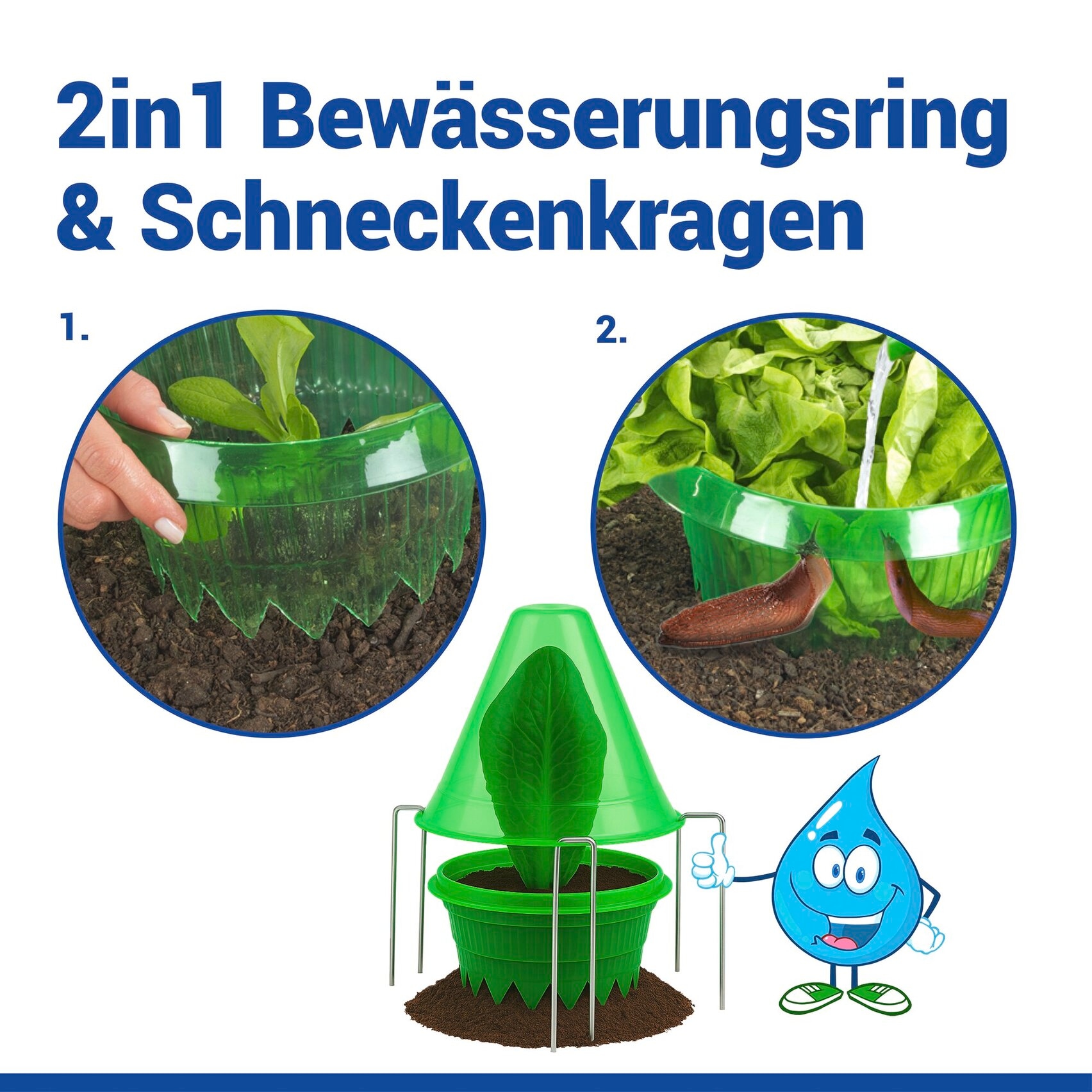 Maximex Pflanzenschutzdach »3 Stück Pflanzendom 3in1« Anzuchtglocke, Schneckenabwehr & Bewässerungsring, für Beet & Hochbeet