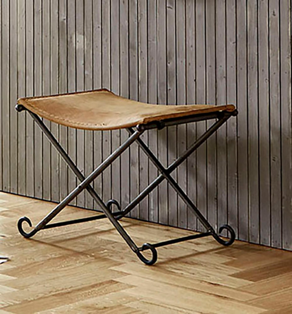 HAKU Hocker "Pouf, Schemel, Stockerl" rechteckig - aus Leder Braun - B/T/H 58/50/49 cm