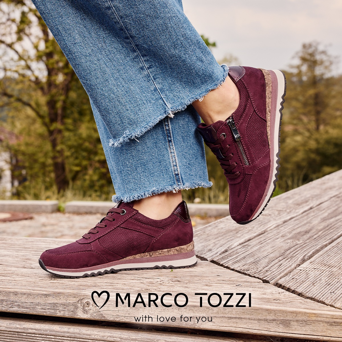 MARCO TOZZI Keilsneaker, Freizeitschuh, Halbschuh, Schnürschuh mit Außenreißverschluss