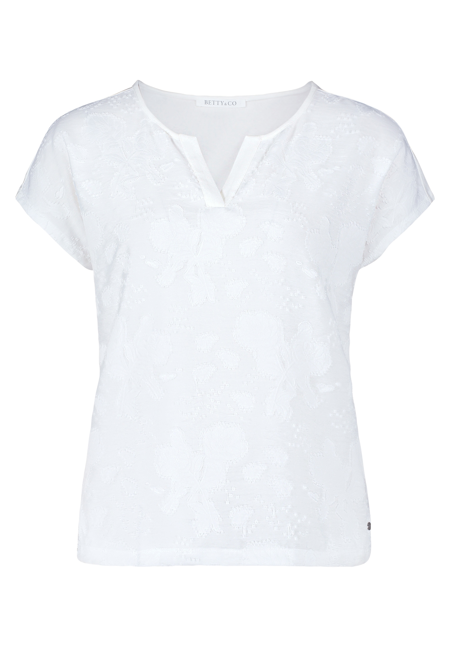 Betty&Co Kurzarmshirt »Betty & Co Damen Casual-Shirt mit V-Ausschnitt«, (1 tlg.), Materialmix