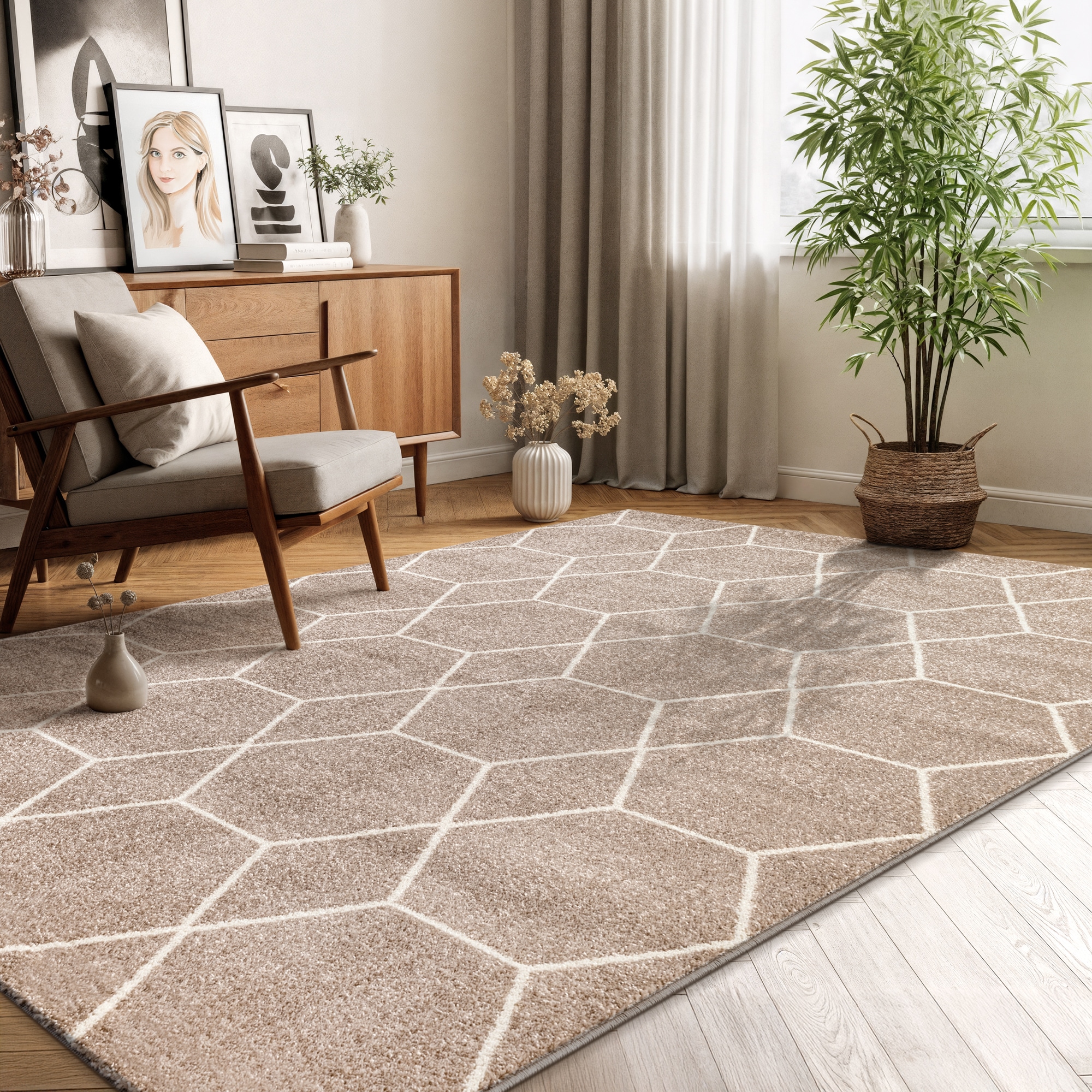 Sanat Teppich »Trellis« rechteckig 10 mm Höhe Kurzflor, skandi, boho, auch als Läufer und in rund