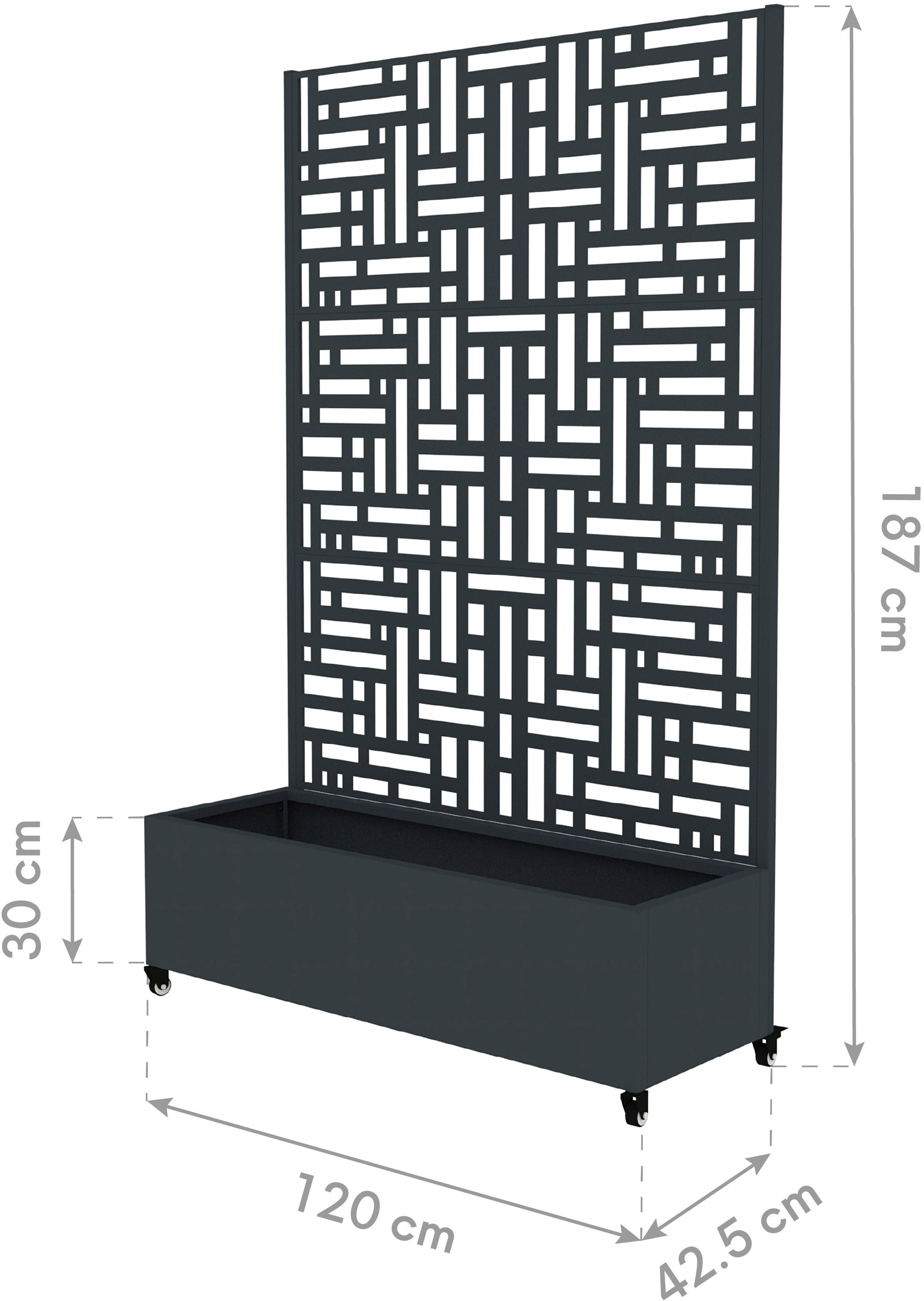 WESTMANN Pflanzkübel »Dekora 3« BxTxH: 120x42,5x187 cm, mit Rankgitter