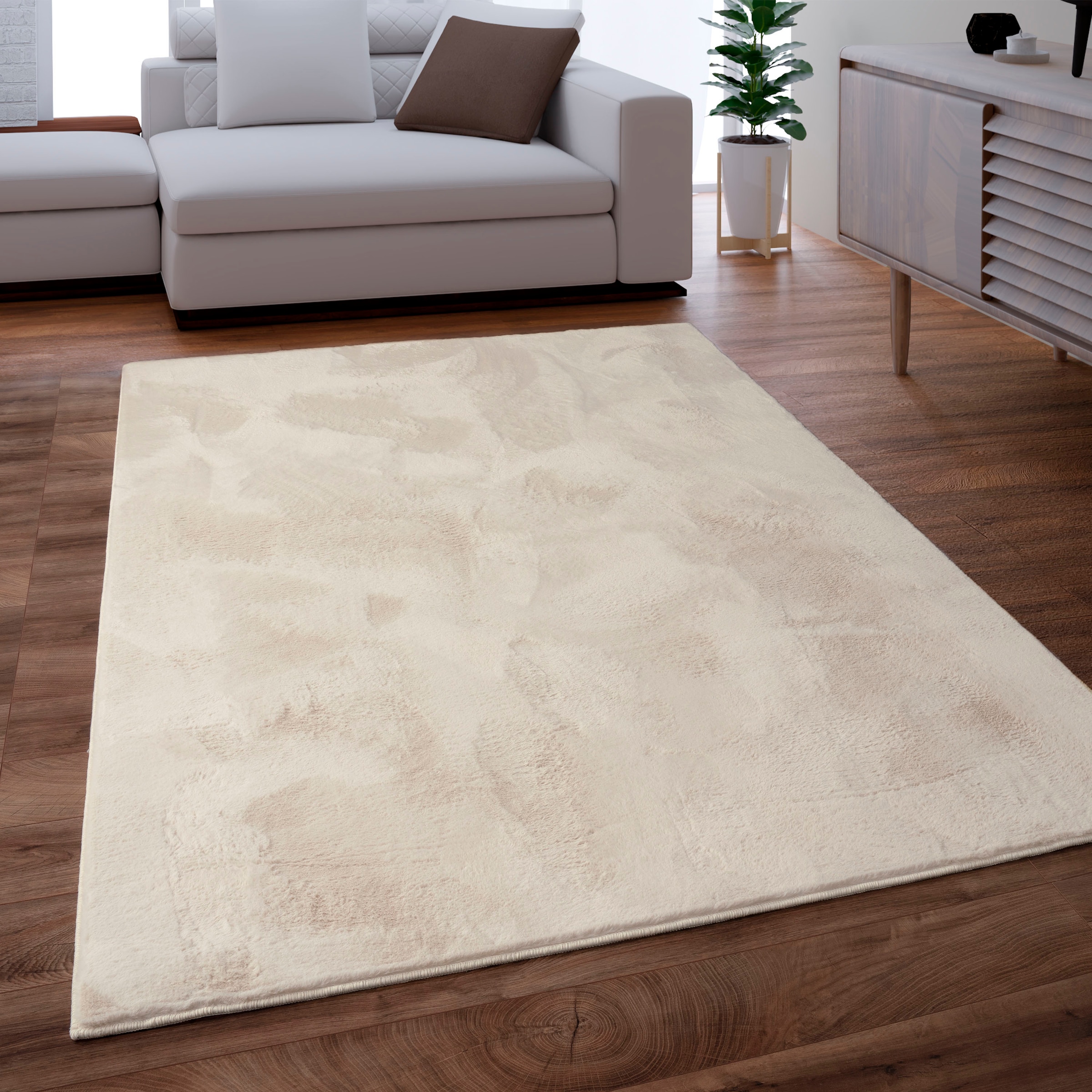 Paco Home Fellteppich "Kunstfell Soft 380", rechteckig, 14 mm Höhe, Langflor, Kuschelteppich - besonders weich, Uni-Farb