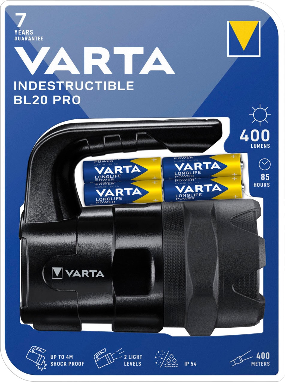 VARTA Taschenlampe »Indestructible BL20 Pro St.), und | wasser- Aluminium staubdicht, auf BAUR Rechnung Gehäuse LED«, (7 stoßabsorbierend, eloxiertes 6 Watt