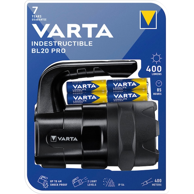VARTA Taschenlampe »Indestructible BL20 Pro 6 Watt LED«, (7 St.), wasser-  und staubdicht, stoßabsorbierend, eloxiertes Aluminium Gehäuse auf Rechnung  | BAUR