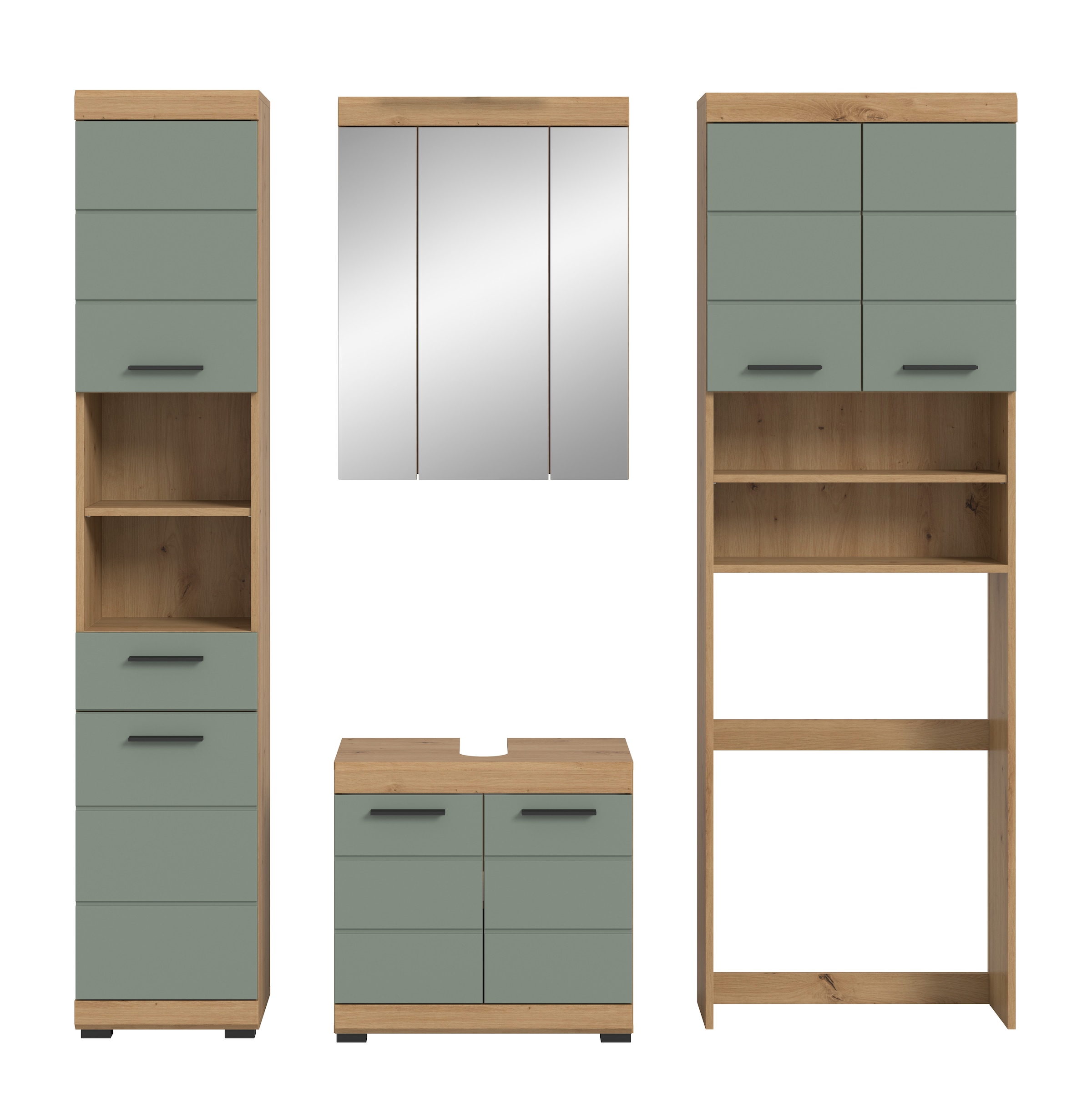 INOSIGN Badmöbel-Set »Siena, 4 teilig, bestehend aus:«, (Set), Hochschrank, WBU, Spiegelschrank, Waschmaschinenumbauschrank