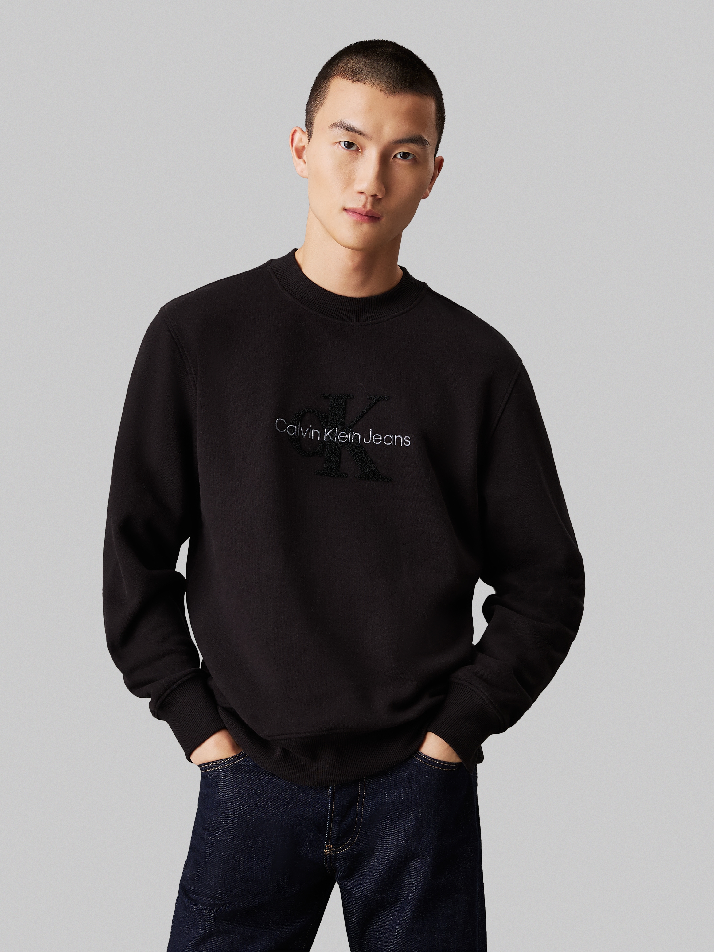 Calvin Klein Jeans Sweatshirt "CHENILLE MONOLOGO CREW NECK", mit Logosticke günstig online kaufen