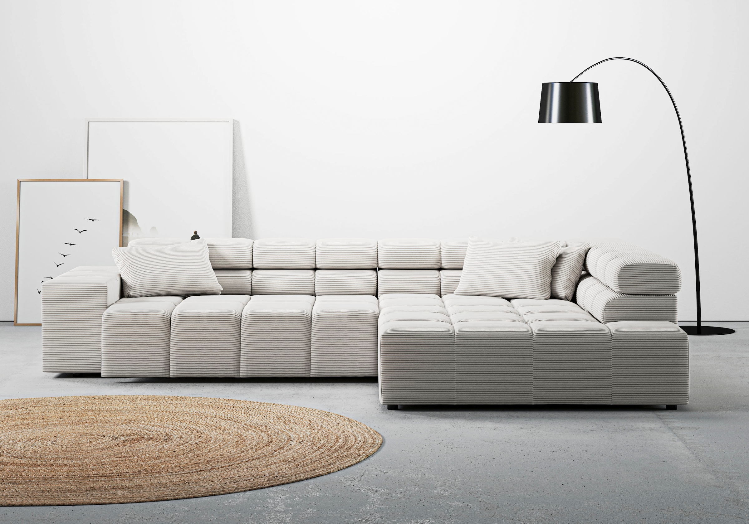 INOSIGN Ecksofa »Ancona incl. Kopfteilverstellung, Breite 319cm, L-Form«, wahlweise motorische Sitztiefenverstellung, auch in Cord + Easy Care