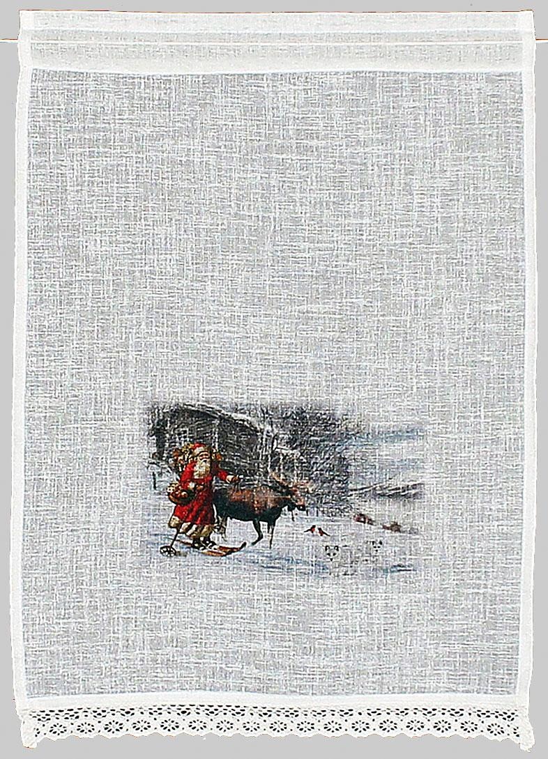 HOSSNER - ART OF HOME DECO Scheibengardine "Weihnachtsmann" Stangendurchzug günstig online kaufen