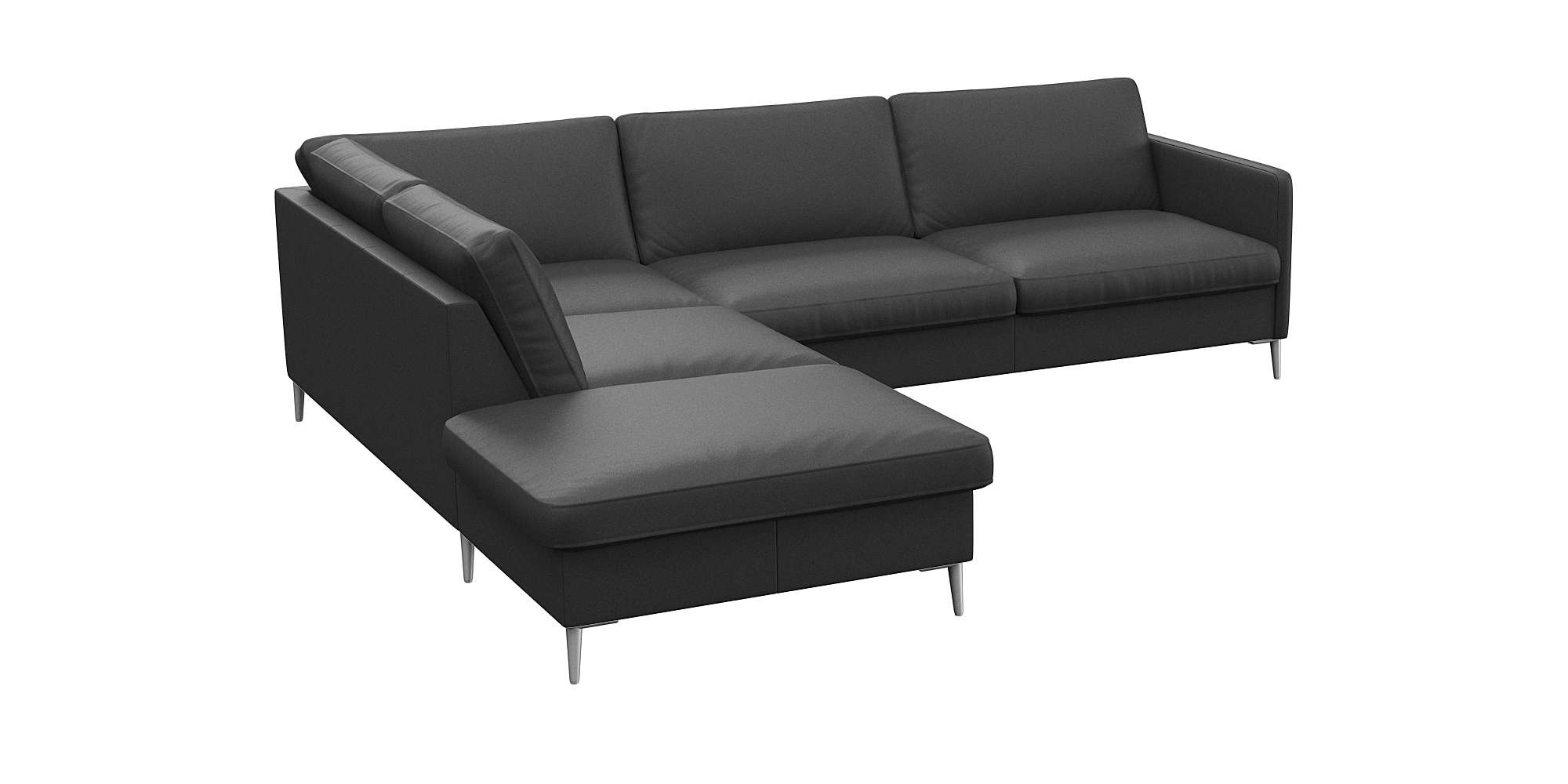 FLEXLUX Ecksofa »Fiore, L-Form«, schmale Armlehnen, Kaltschaum, Füße Alu