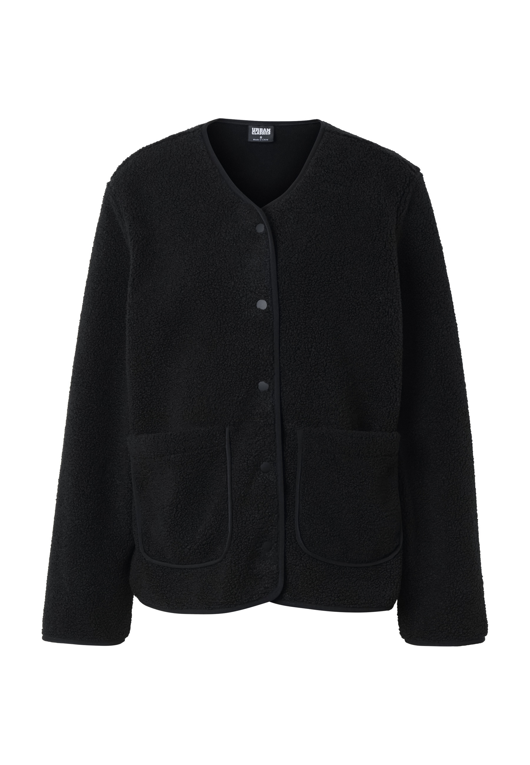 URBAN CLASSICS Outdoorjacke "Urban Classics Ladies Buttoned Teddy Jacket" 1 Stk. tlg. ohne Kapuze