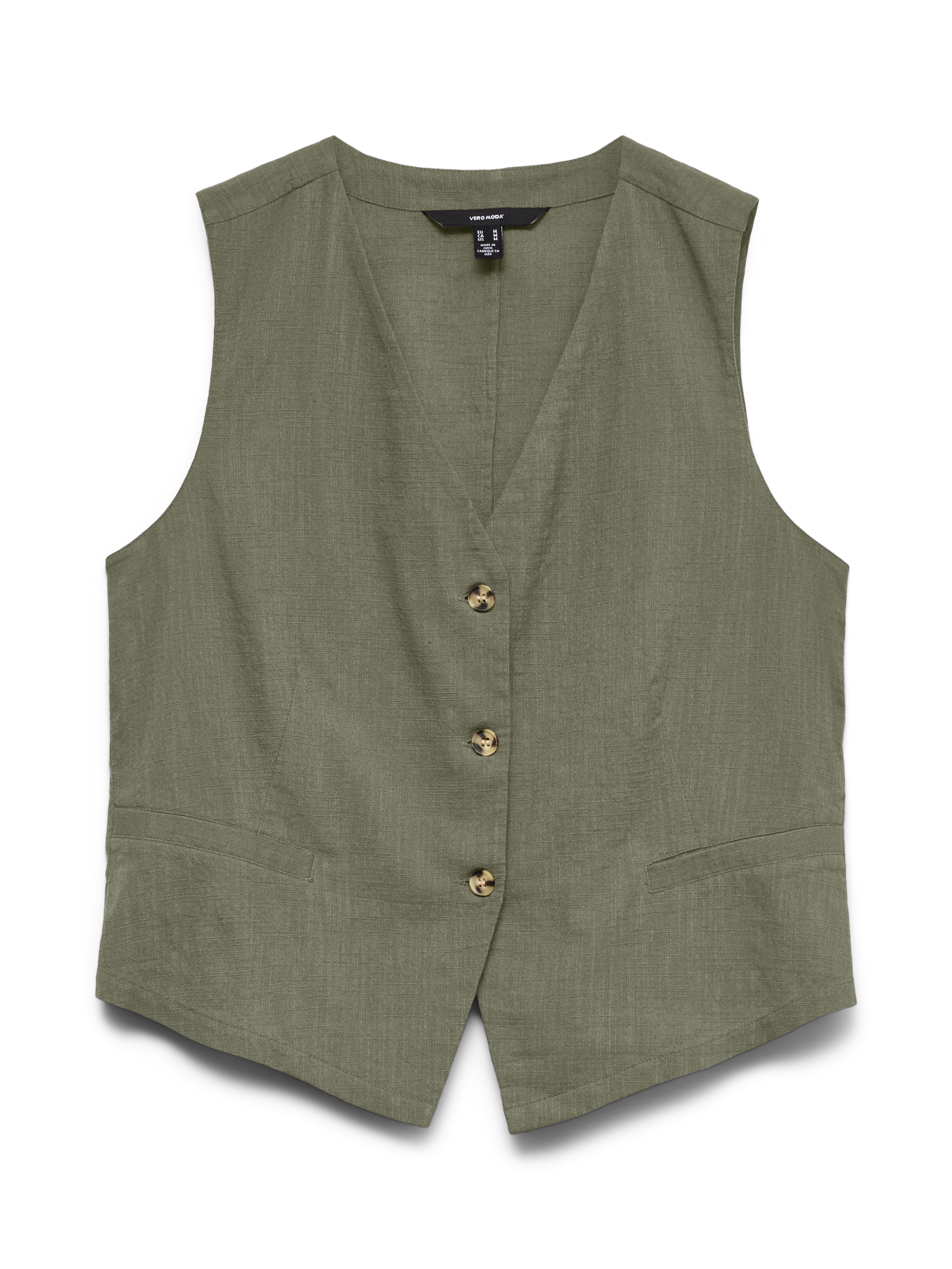 Vero Moda Kurzweste »VMCAIA SL VEST WVN NOOS« Baumwolle mit Leinen, figurbetonte Form