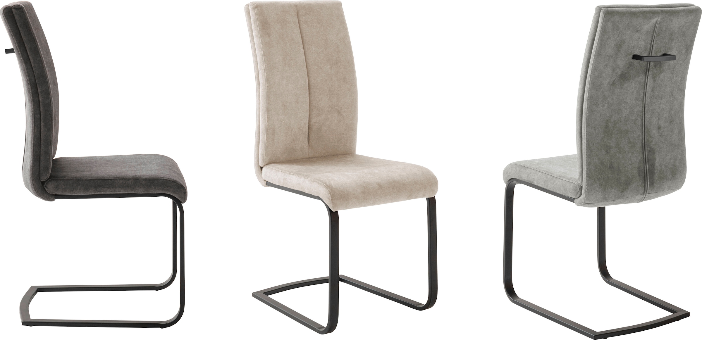 MCA furniture Freischwinger »Hudson Schwingstuhl 4er Set«, (Set), 4 St., Veloursstoff, Flachrohr,Vintage-Veloursoptik,mit Griff,belastbar 140 kg