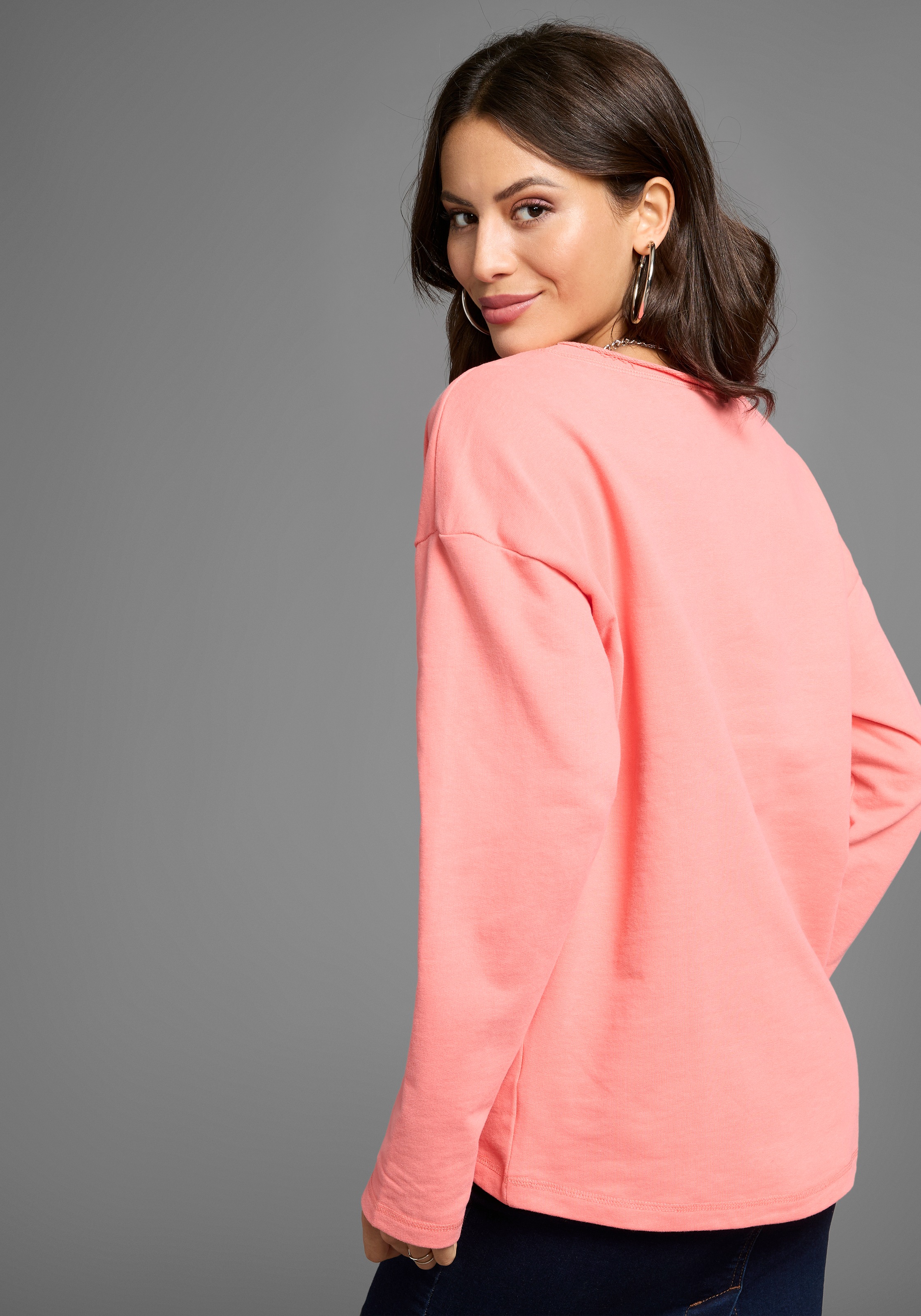 Laura Scott Longsweatshirt, mit Fransenkante - NEUE KOLLEKTION günstig online kaufen