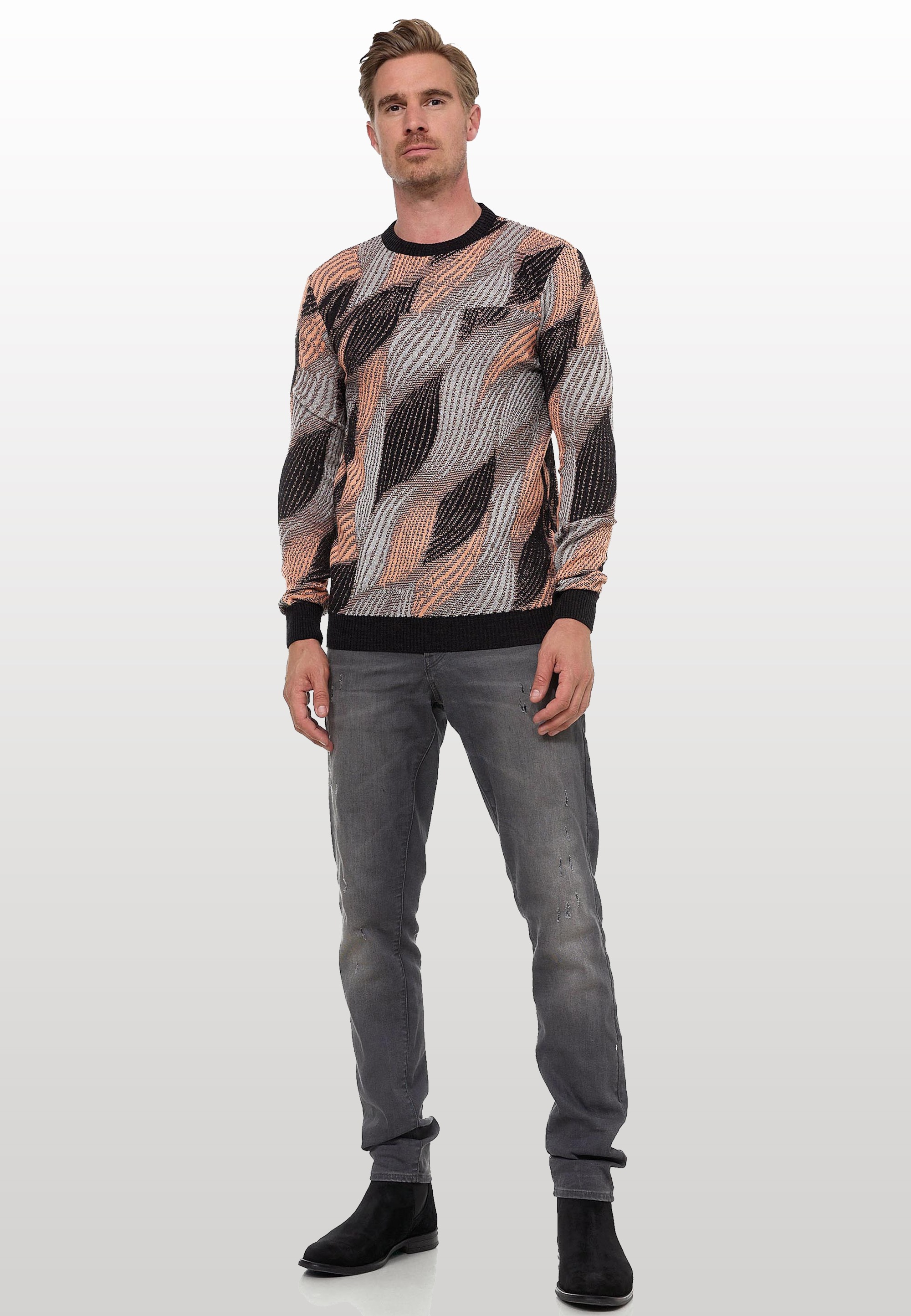 Rusty Neal Strickpullover, im angesagten Wellen-Design
