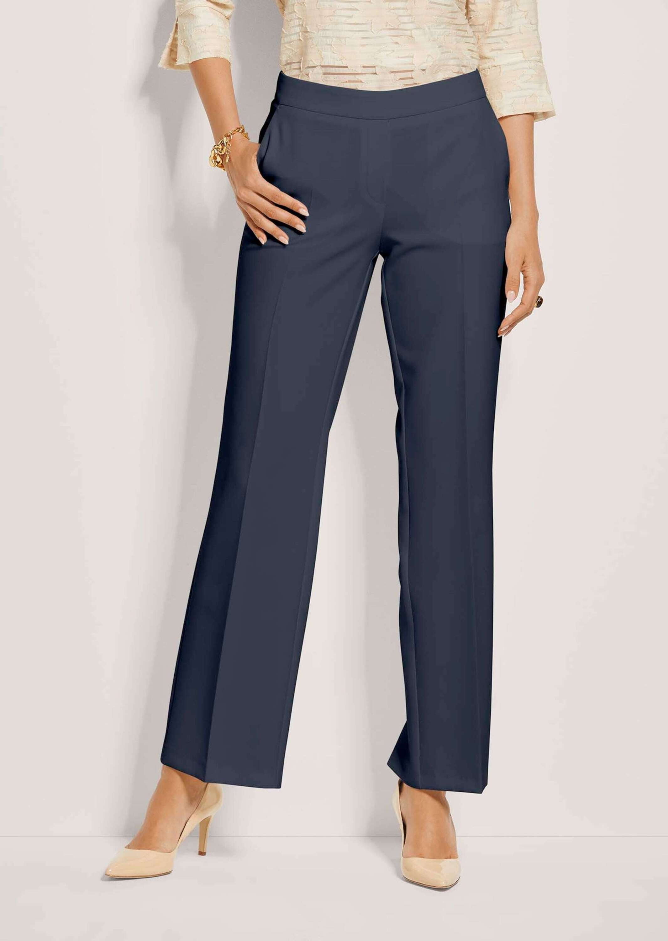 MADELEINE Elegant Pull-On Trousers Navy 36 2