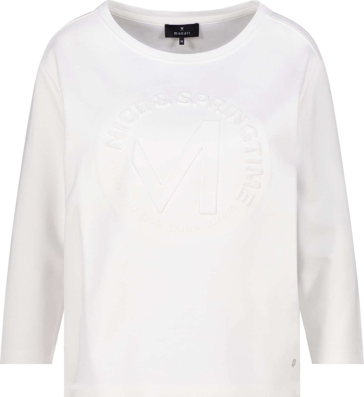 Monari Sweatshirt , Rundhalsausschnitt, Prägedruck mit Strasssteinen, Regular Fit
