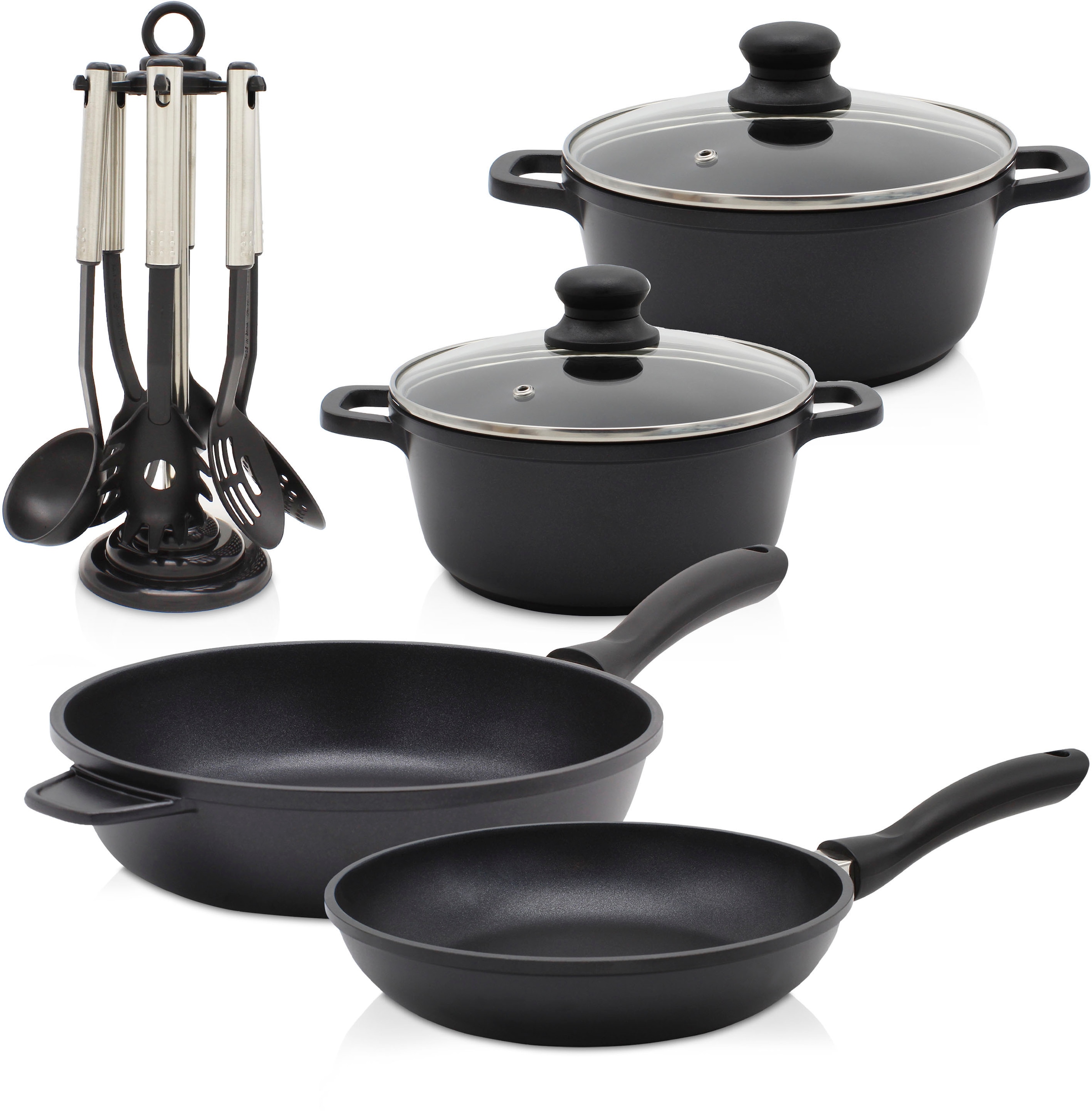 Krüger Pfannen-Set "Aluguss Topf- und Pfannenset LEIPZIG inkl. Küchenhelfer günstig online kaufen