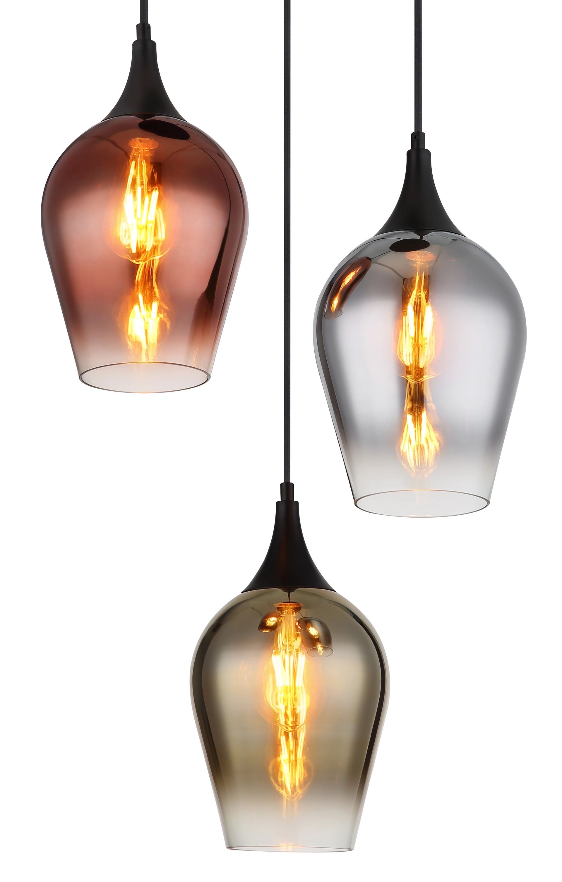 GLOBO LIGHTING Hängeleuchte »LAVUS«, Leuchtmittel E27 | ohne Leuchtmittel, Glasfarben grün, rot, rauch, klar verlaufend