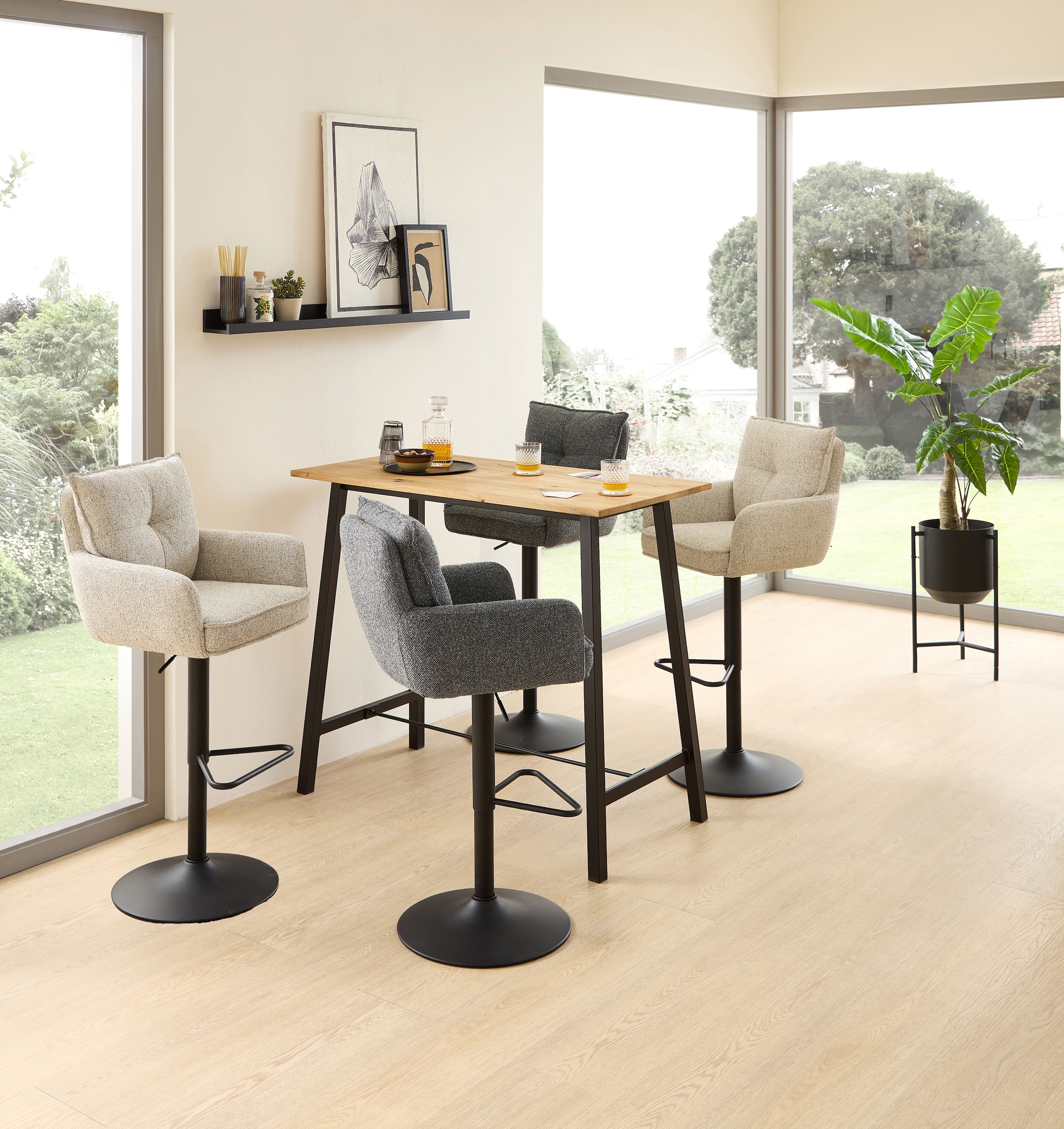 Stolkom Bartisch »Kent Eiche Massivholz geölt, Hochtisch BxHxT 120x104x60 cm«, Industrial Style Eiche Massivholz geölt durchgehende Lamelle