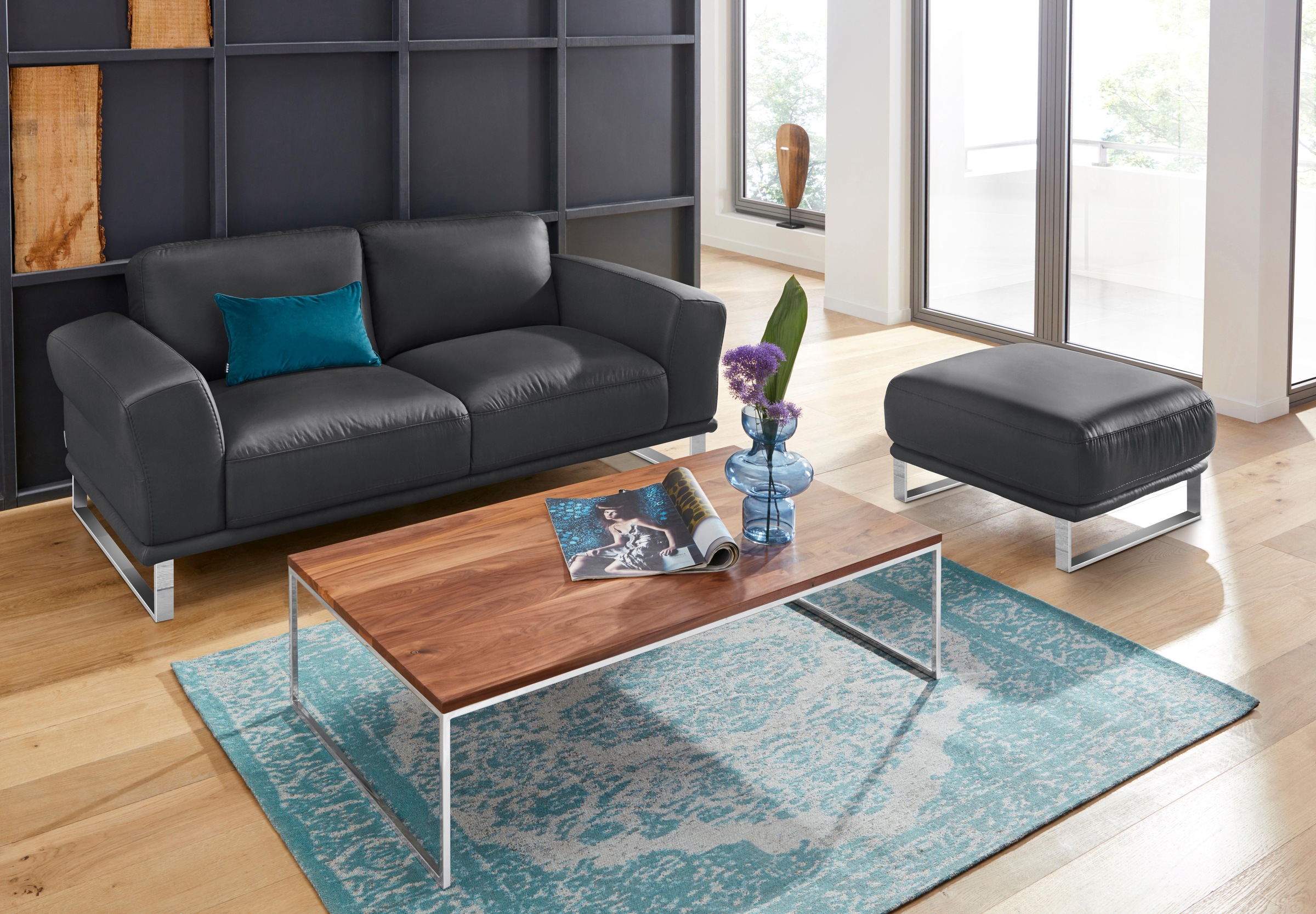 W.SCHILLIG Hocker »montanaa«, mit Metallkufen in Chrom glänzend, Breite 71 cm