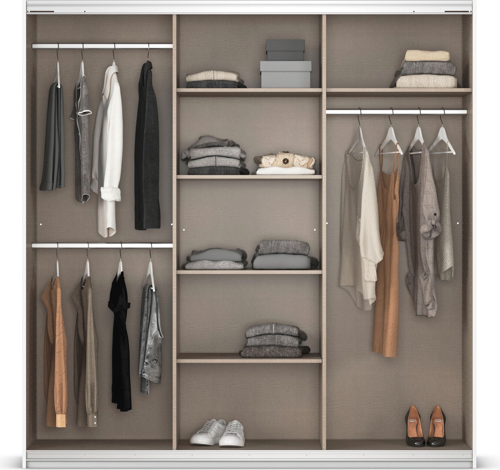 rauch Schwebetürenschrank »Kleiderschrank Schrank OTTO´S CHOICE Garderobe AGORDO«, (in zwei Griff-Farben), Top Innenausstattung, in 4 Breiten und 2 Höhen MADE IN GERMANY