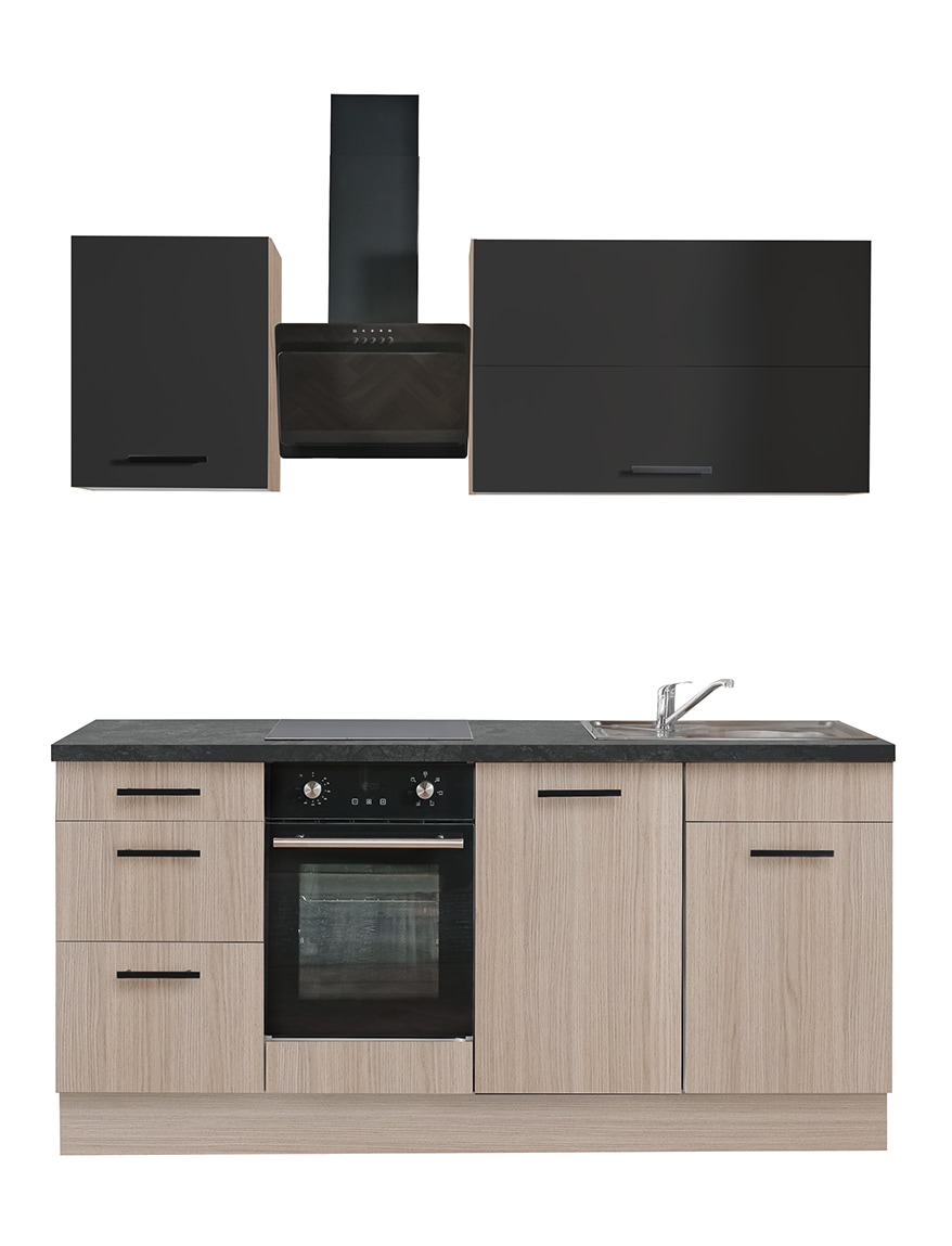 wiho Küchen Küchenzeile "Fortyfive, Breite 180 cm," Soft-Close-Funktion in Schubkästen & Auszügen, höhenverstellbare Füße
