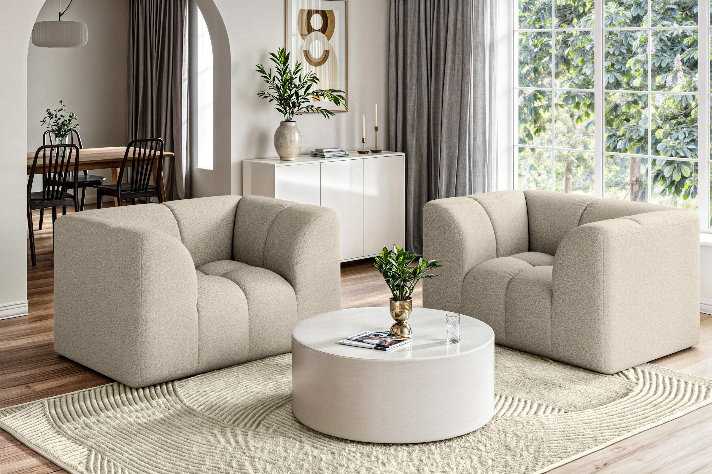 OTTO home Sessel "TUURE Verlässliche Qualität, moderne Steppung, Breite 134cm" Bubble Optik, hoher Sitzkomfort, Wellenunterfederung