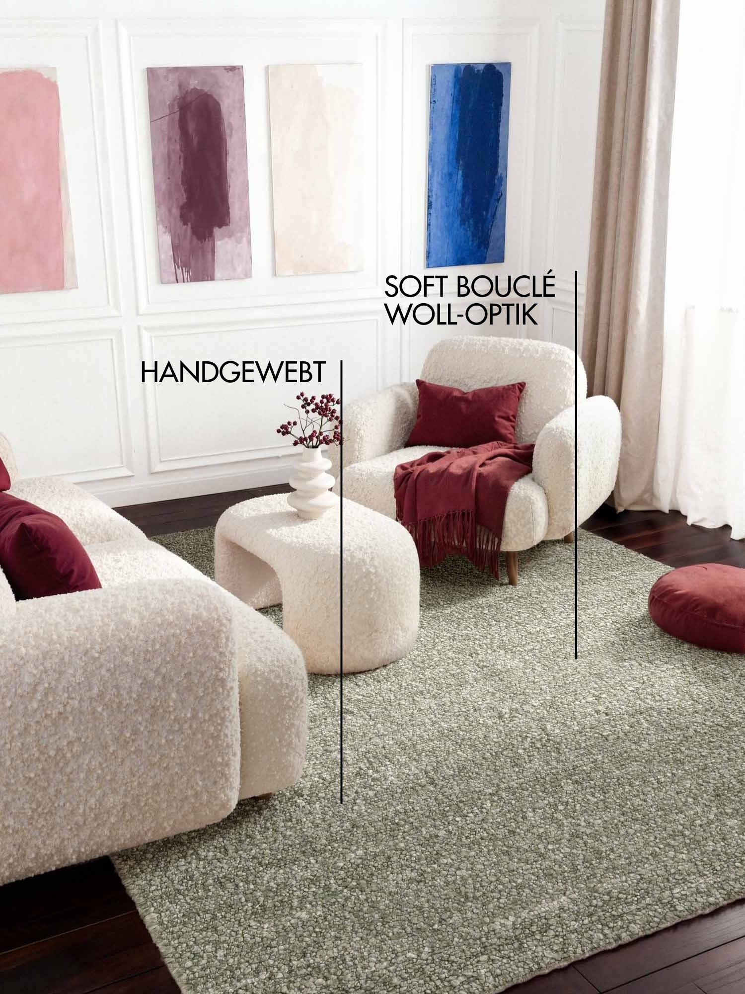 Thumbnail - Ted Baker Teppich "Soft Bouclé Portobello, auch als Läufer" rechteckig 10 mm Höhe Woll-Optik, Bouclé Meliert, Wohnzimmer...