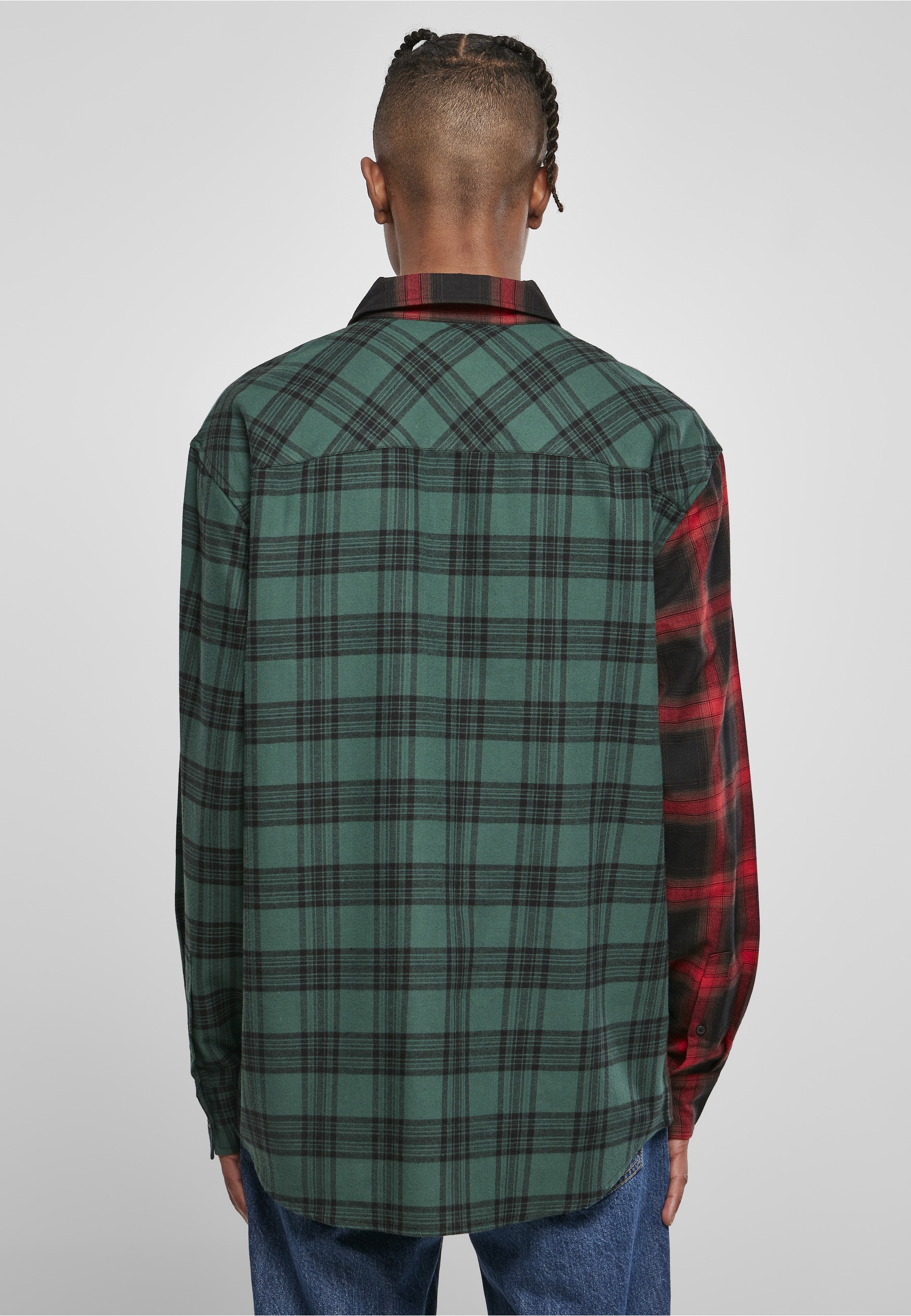 URBAN CLASSICS Langarm-Poloshirt »Urban Classics Herren Oversized Mix Check Shirt« 1 Stk.