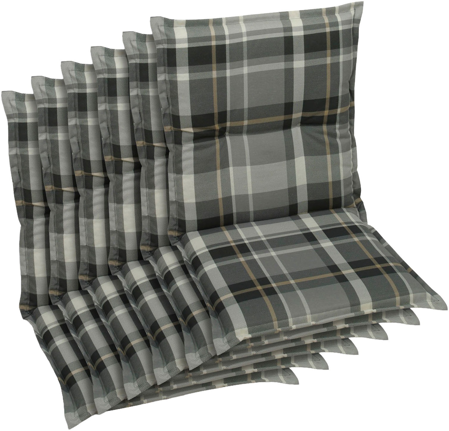 GO-DE Sesselauflage Karo grau - Maße BxLxH ca.: 50 cm x 100 cm x 6 cm günstig online kaufen