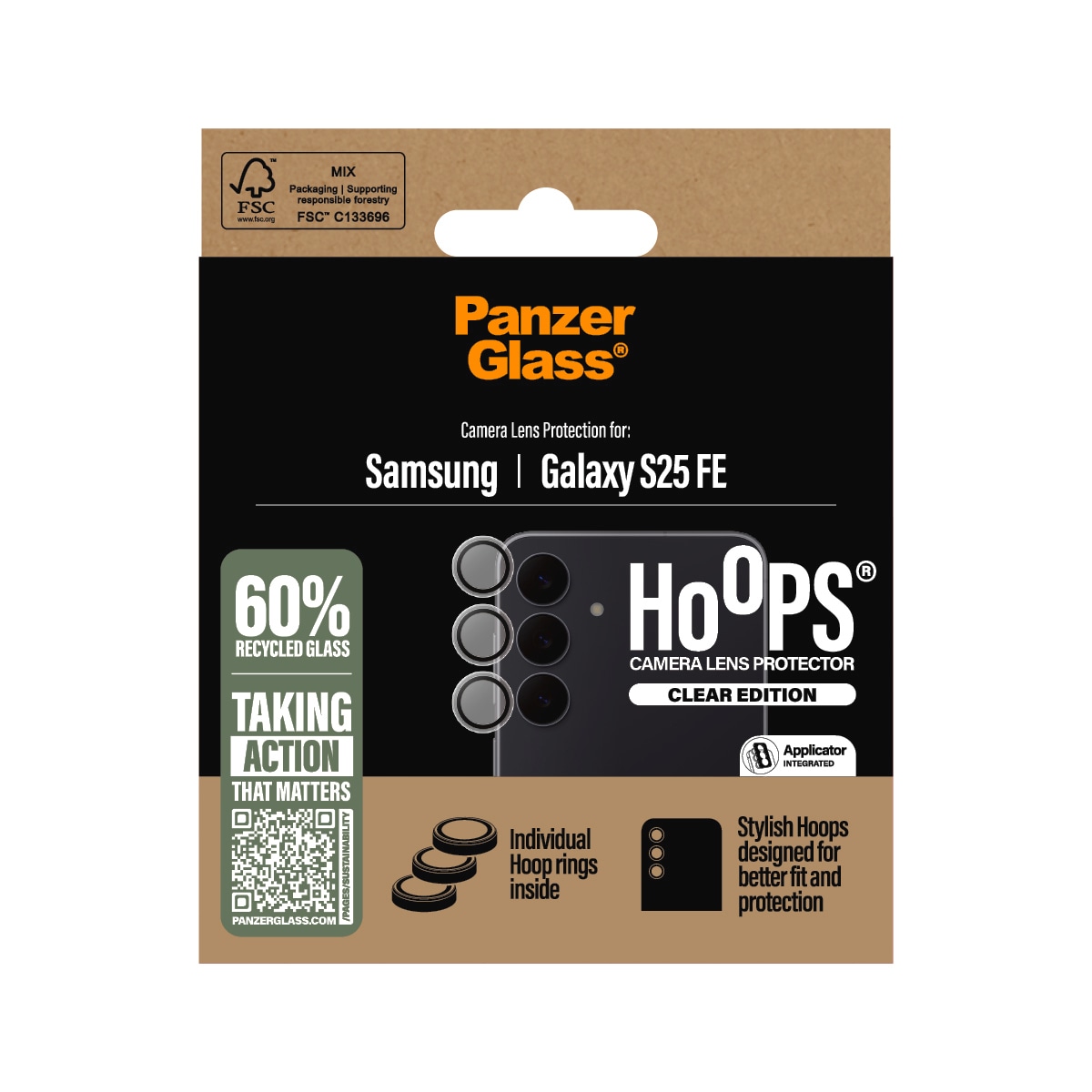 CARE by PanzerGlass Kameraschutzglas »HOOPS Camera Lens Protector« für Samsung Galaxy S25 FE Kameraschutz, Linsenschutz, Objektivschutz, kratz- & stoßfest