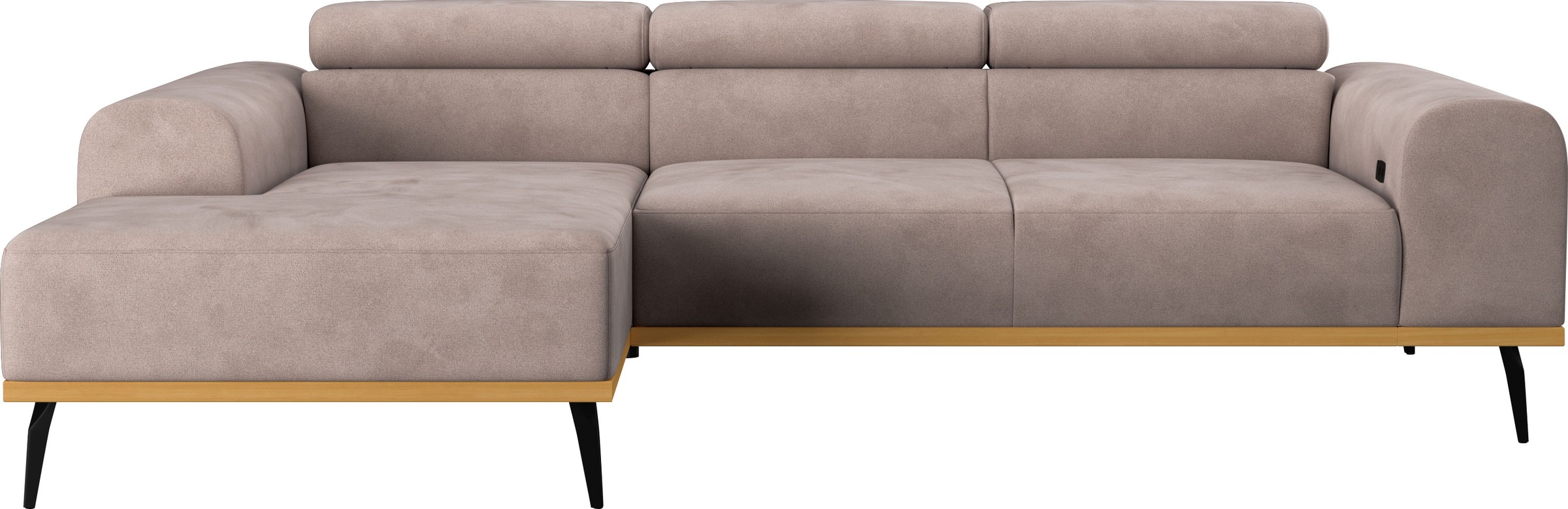 Places of Style Ecksofa »Carlo L-Form«, mit Kopfteilverstellung & Holz-Rahmenoptik, wahlweise Relaxfunktion