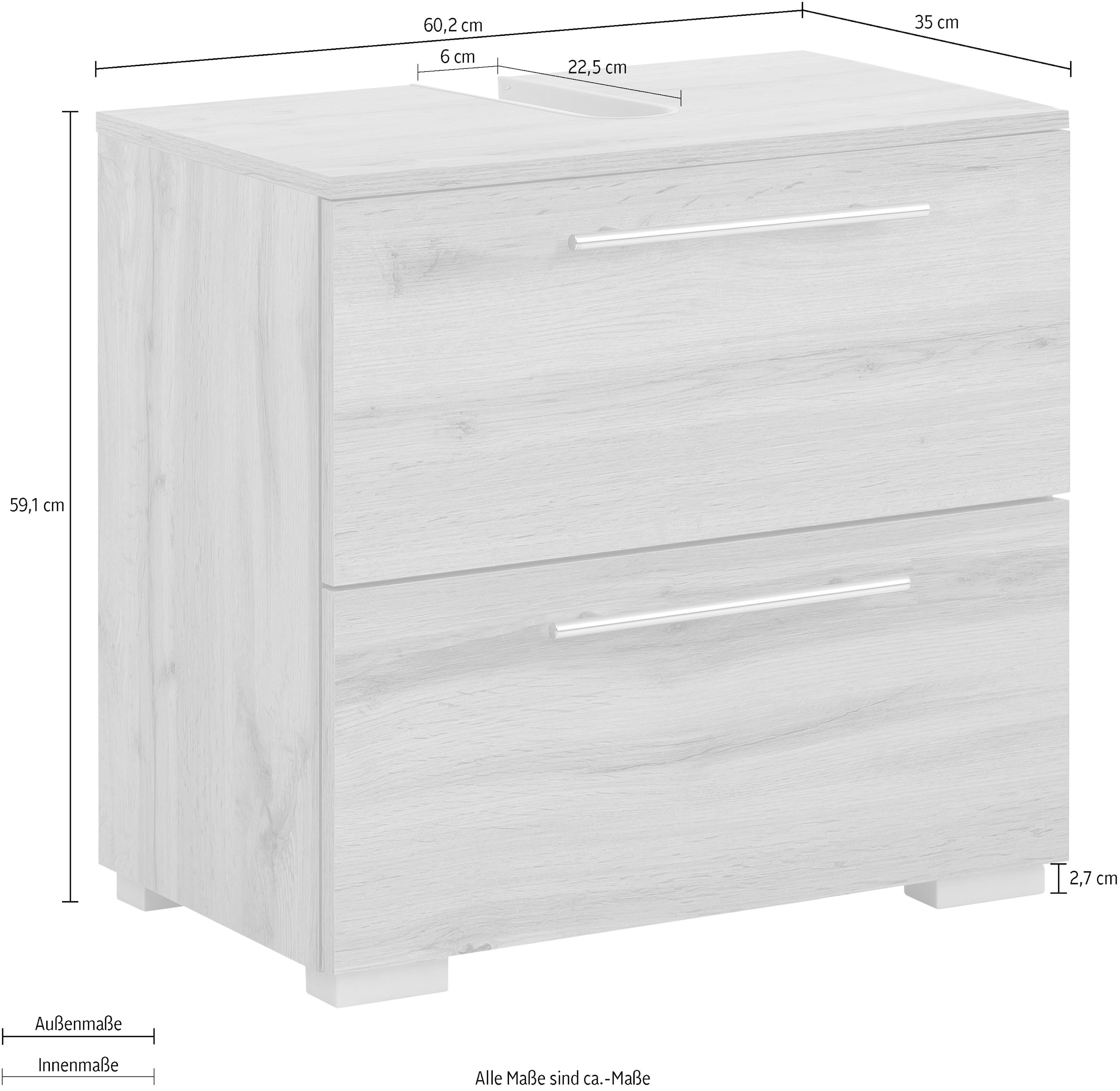 Schildmeyer Waschbeckenunterschrank »Carlos made in Germany«, Breite 60 cm