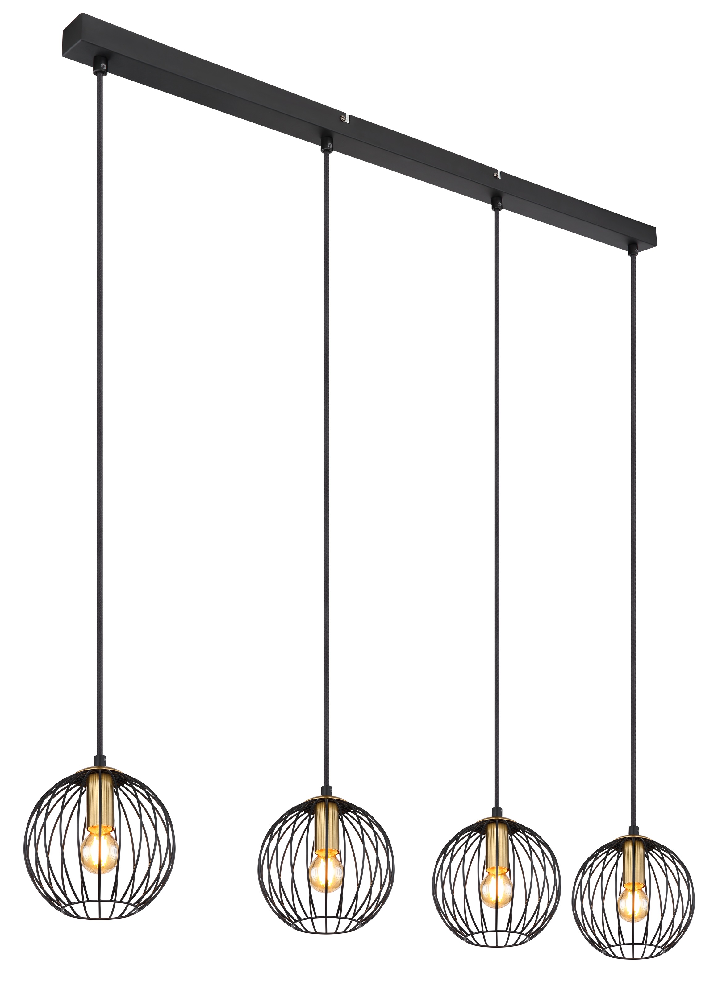 GLOBO LIGHTING Hängeleuchte »EUSEBIUS« E14 1 Stk. Hängelampe schwarz Metall messingfarben Esstisch Esszimmer