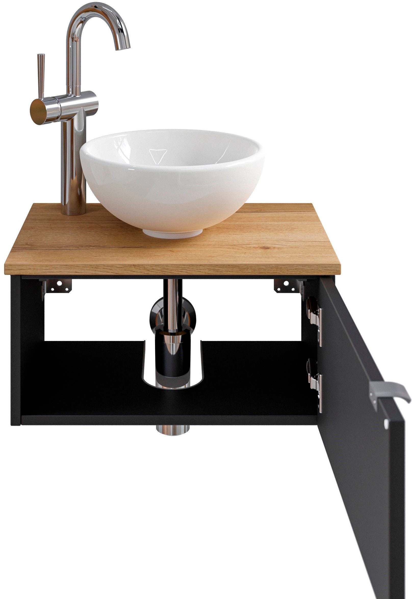 Saphir Badmöbel-Set »Serie 6915«, (4 St.), Gäste-Bad, 51 cm breit, mit LED-Spiegel und 1 Tür