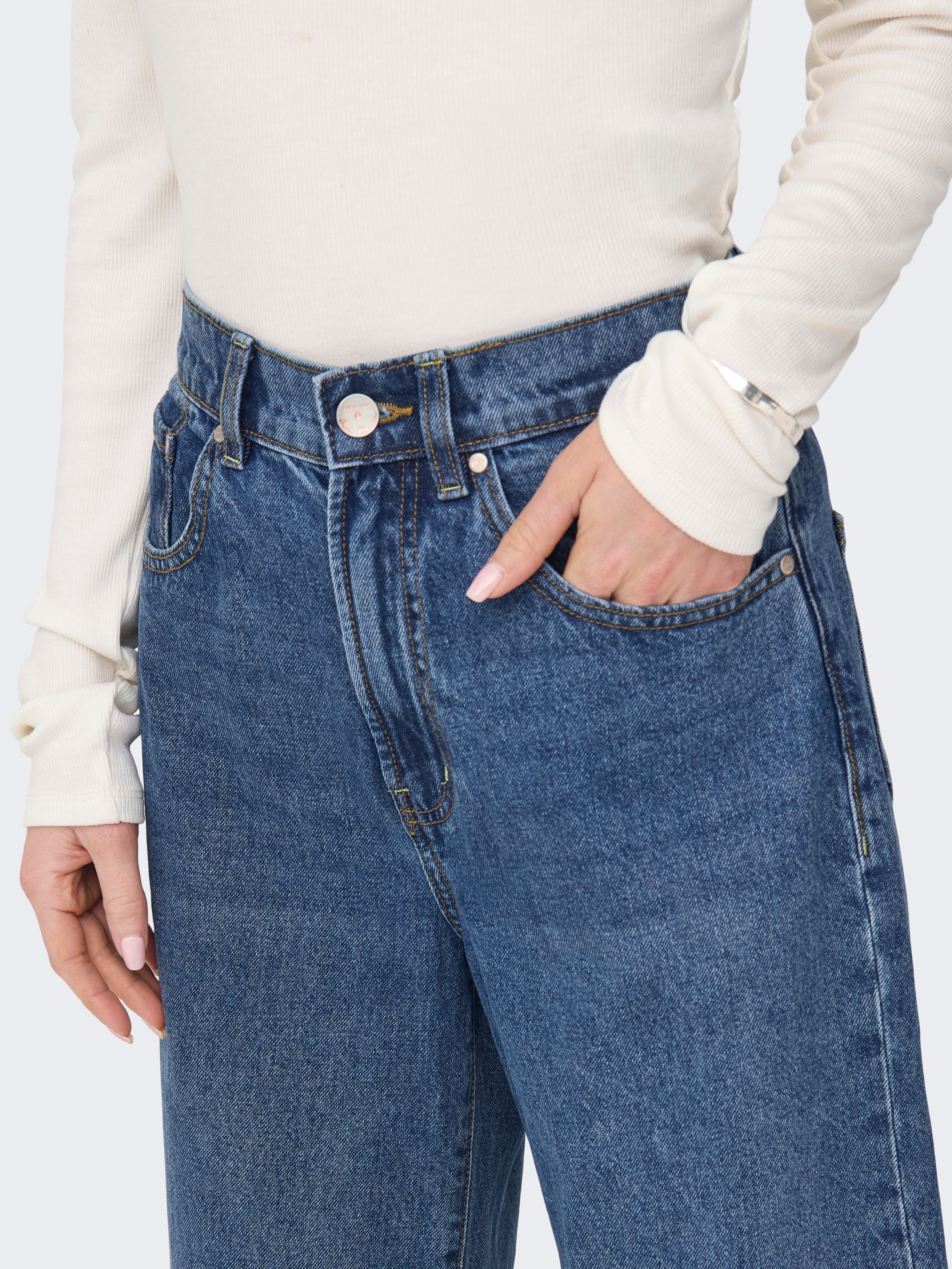 Thumbnail - ONLY High-waist-Jeans "ONLHOPE HW WIDE DNM ADD465 NOOS" Baumwolle