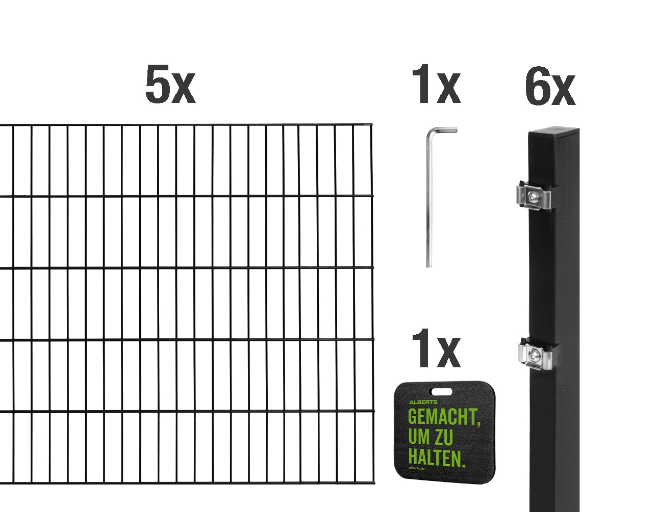 Alberts Doppelstabmattenzaun "Grundset" Höhe: 80-200 cm, Gesamtlänge: 4-30 m, zum Einbetonieren