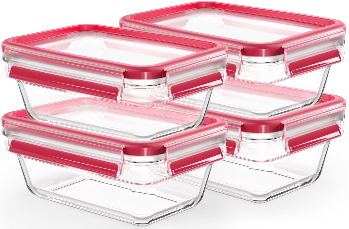 Emsa Frischhaltedose "Clip & Close Glas Set, rechteckig, 100 % dichte Aufbewahrungsboxen" spülmaschinen-, gefrier-, backofen-, mikrowellenfest