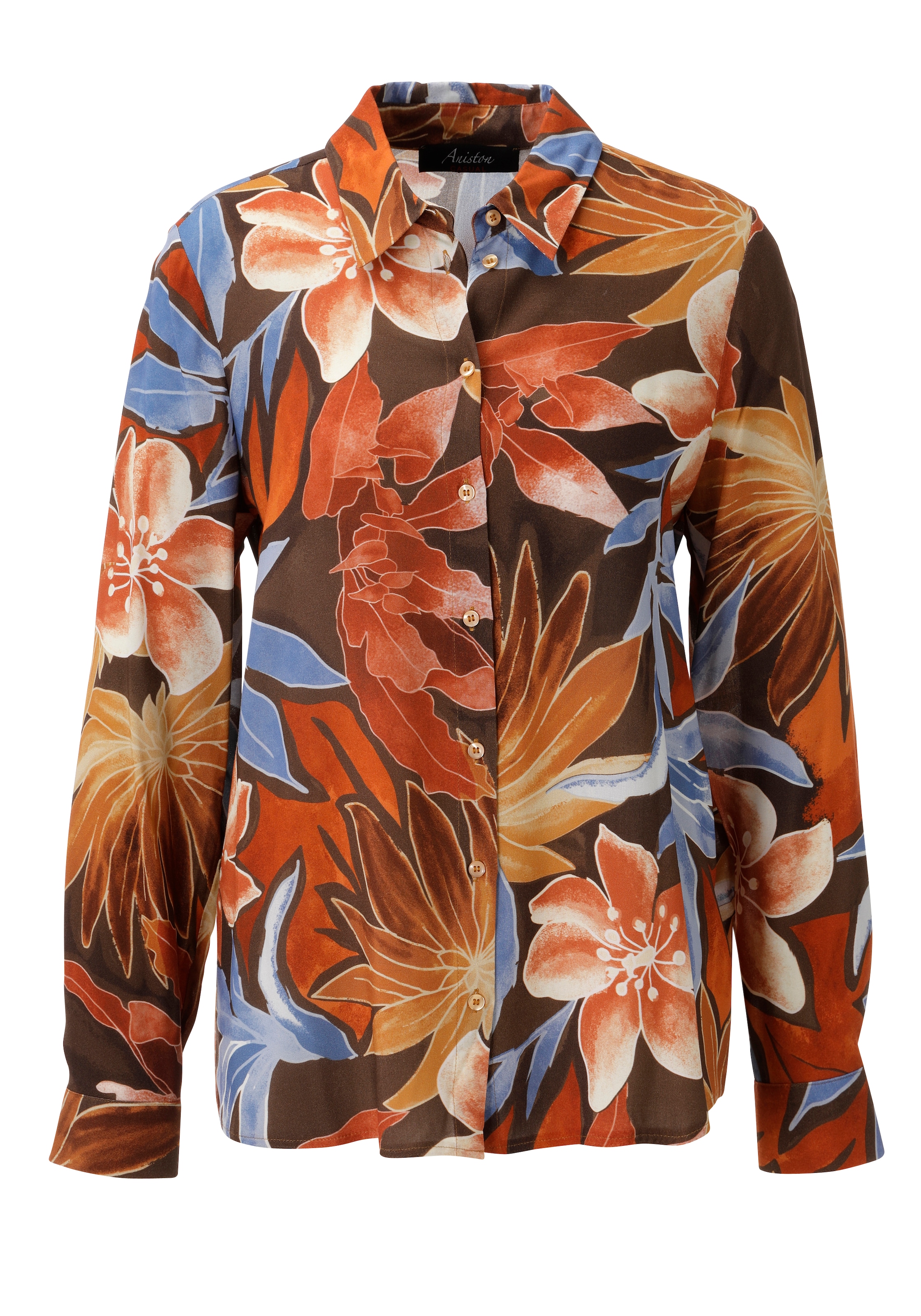 Aniston CASUAL Hemdbluse mit großflächigen Blättern und Blüten bedruckt - NEUE KOLLEKTION