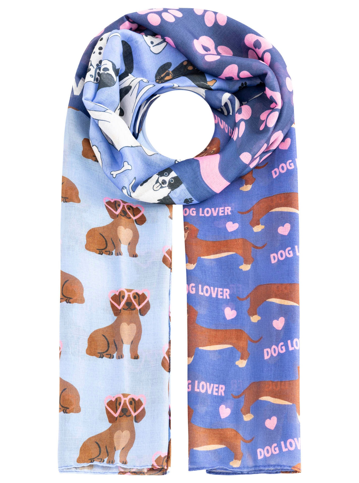 Zwillingsherz Schal ""Pawsitive"" Hundemuster, farbenfroh, transparent günstig online kaufen