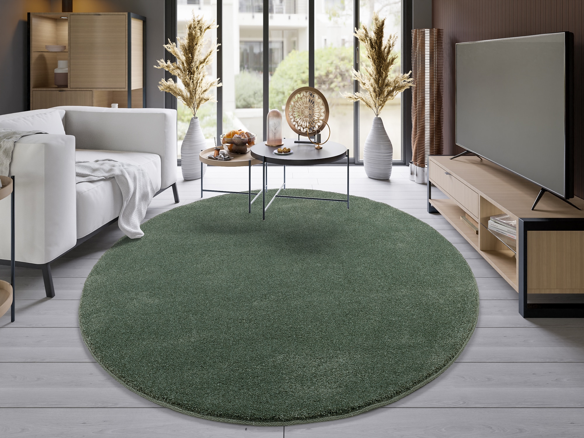 OCI DIE TEPPICHMARKE 1100000002199 "NEW VILLA MELANGE, auch als Läufer und in Rund" rund 20 mm Höhe dichter Shaggy, melierte uni Farben, robuster Hochflor, Wohnzimmer