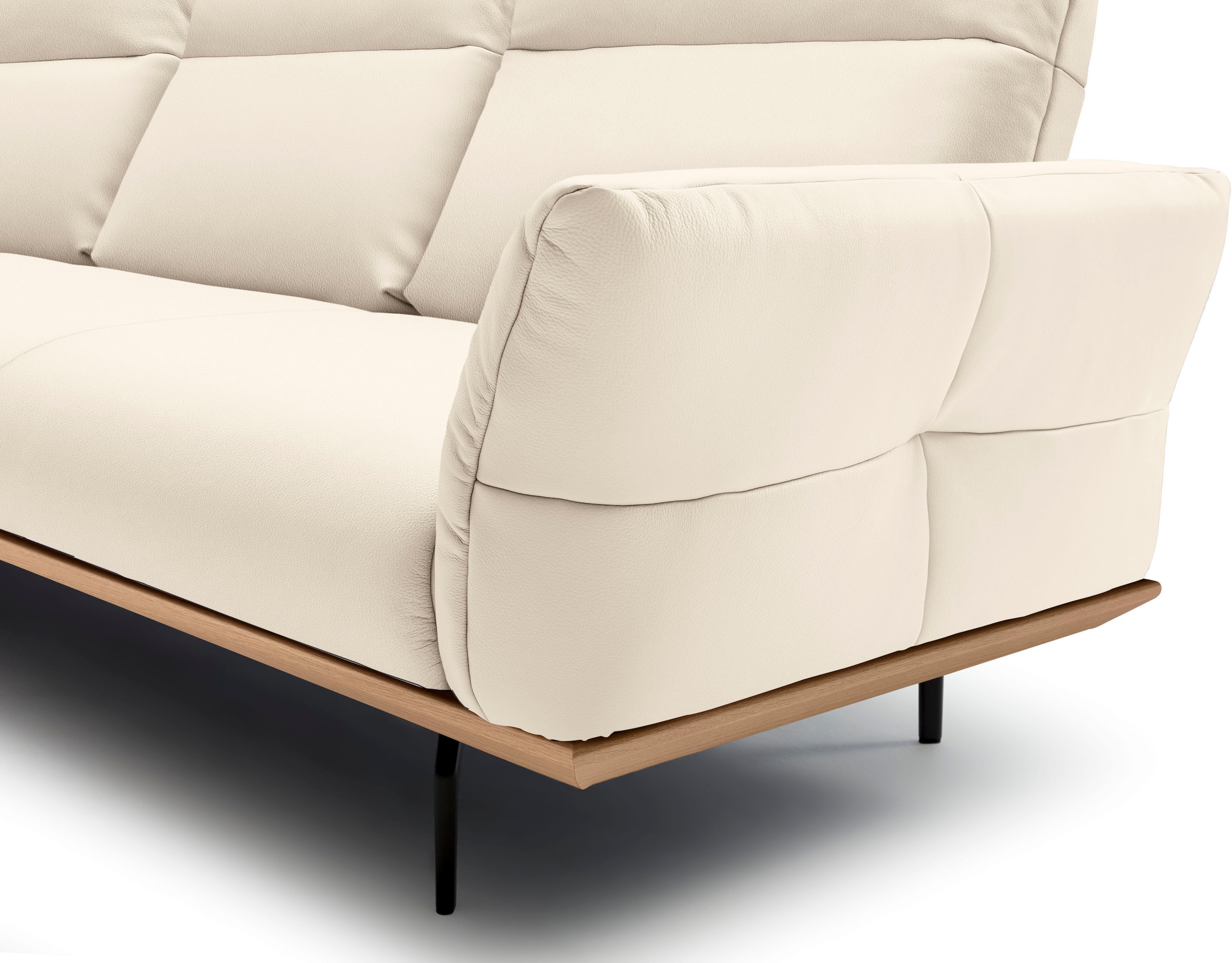 Creation BY ROLF BENZ Ecksofa »CR.460«, Sockel in Eiche, Winkelfüße in Umbragrau, Breite 318 cm